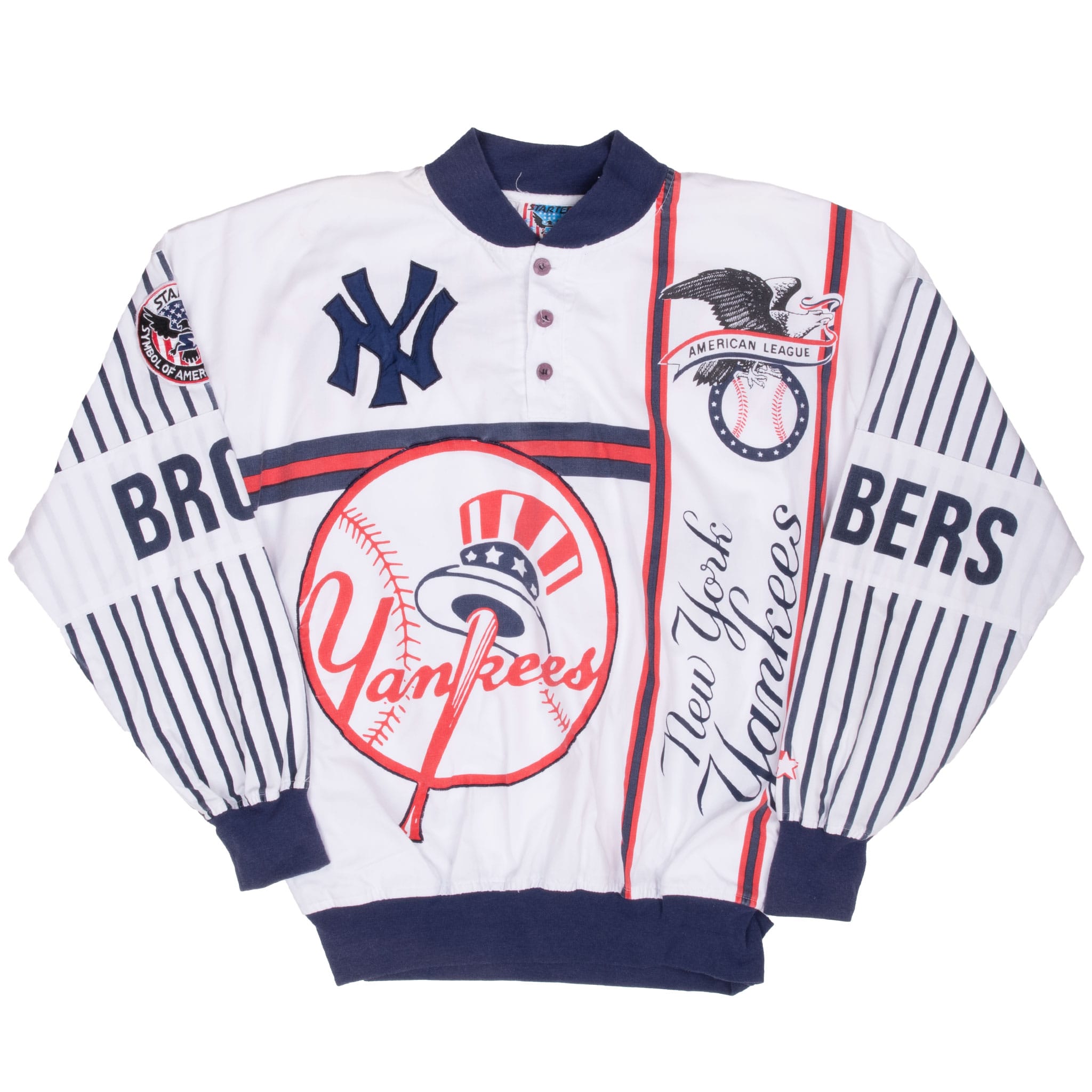 Vintage Mlb New York Yankees All Over Print 1980S Pullover Starter Jacket Size Large