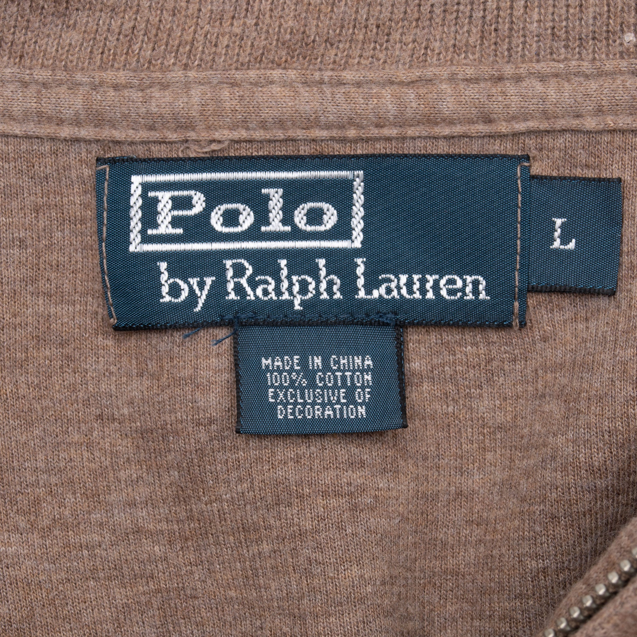 Vintage Polo Ralph Lauren Beige Quarter Zip Sweatshirt Size Large 1990S