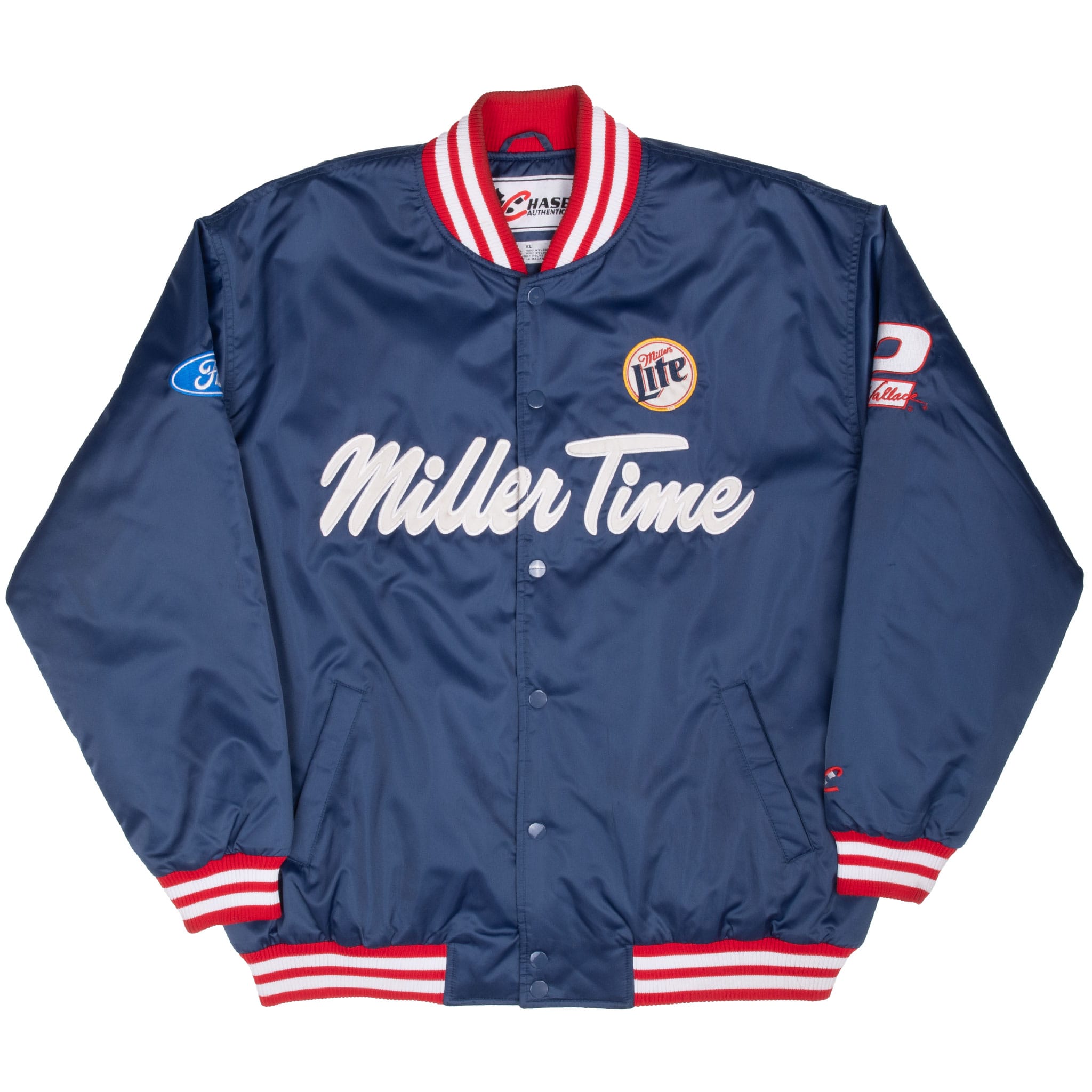 Vintage Nascar Rusty Wallace Millers Lite Satin Bomber Jacket 1990S Size XL
