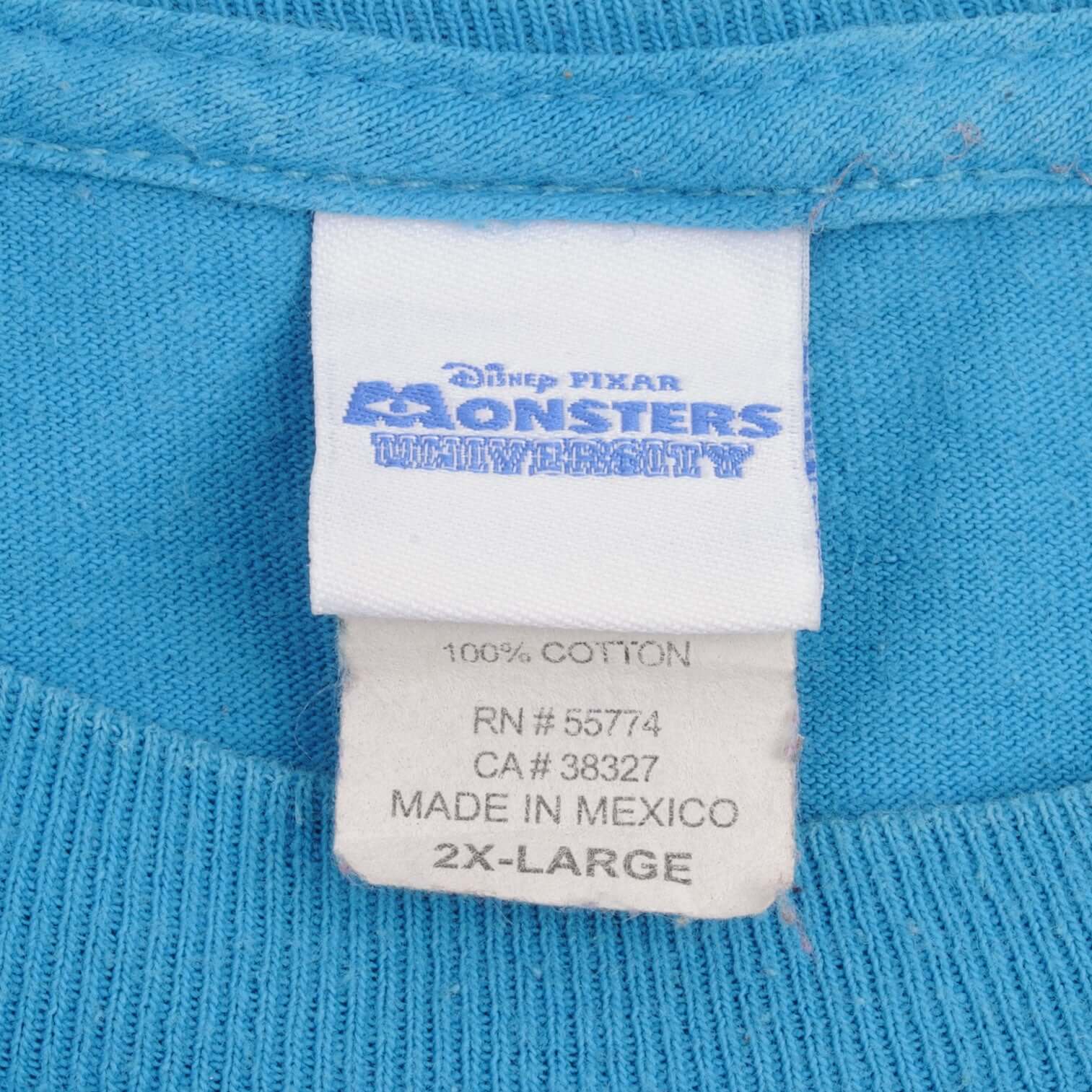 Vintage Monster Inc University Sully Disney Tee Shirt Size 2XL