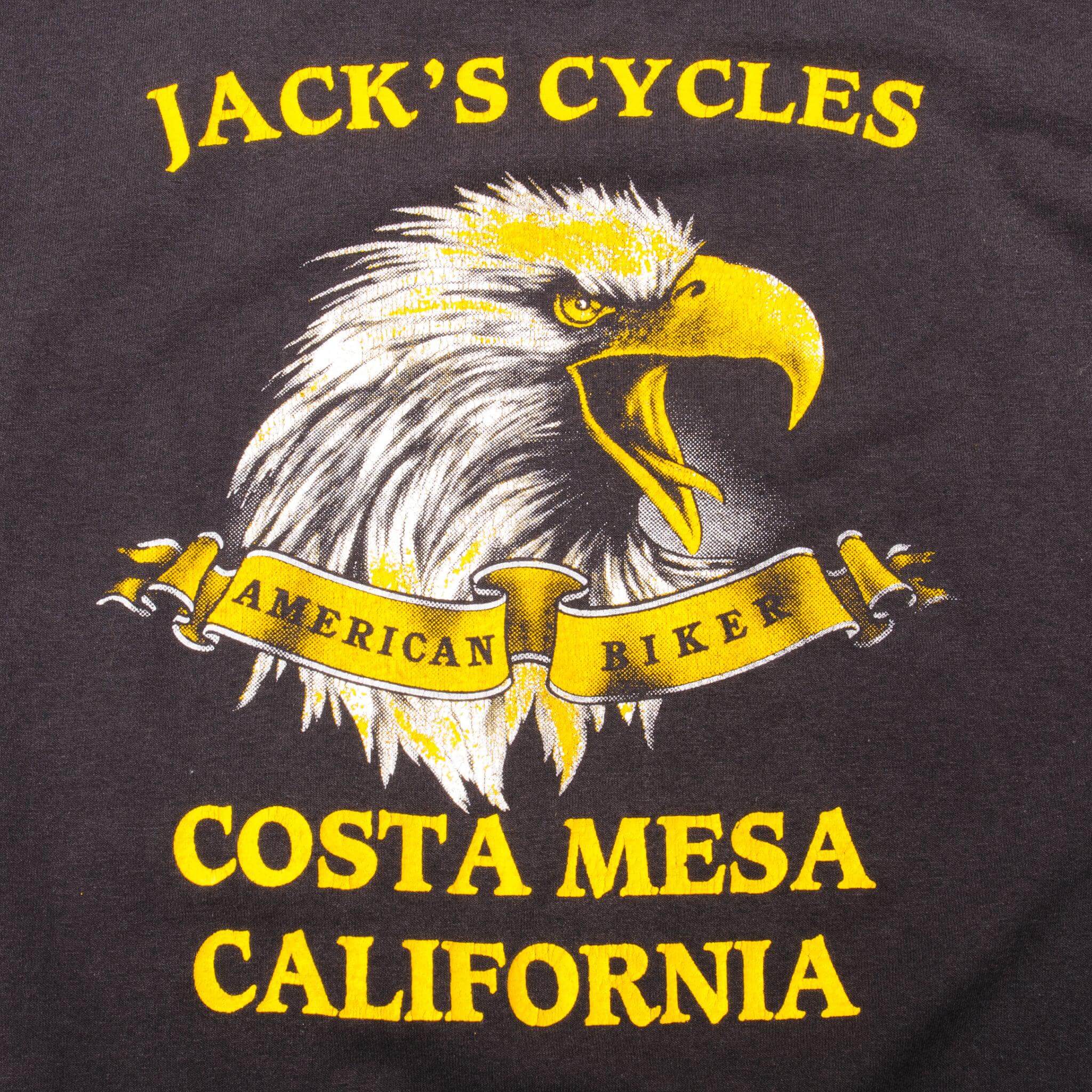 Vintage Black 3D Emblem Harley Davidson Jack's Cycles Costa Mesa, California 1990  Tee Shirt 1984 Size L With Single Stitch Made In USA