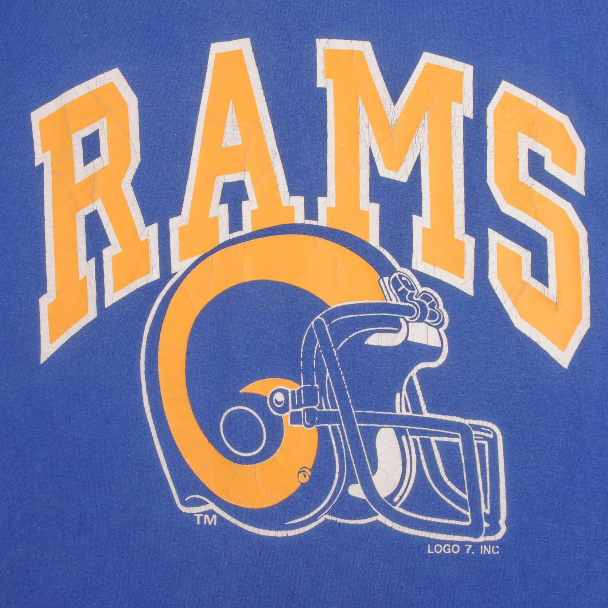 Vintage NFL Los Angeles Rams Tee Shirt Early 1990S Size Large With Single Stitch Sleeves