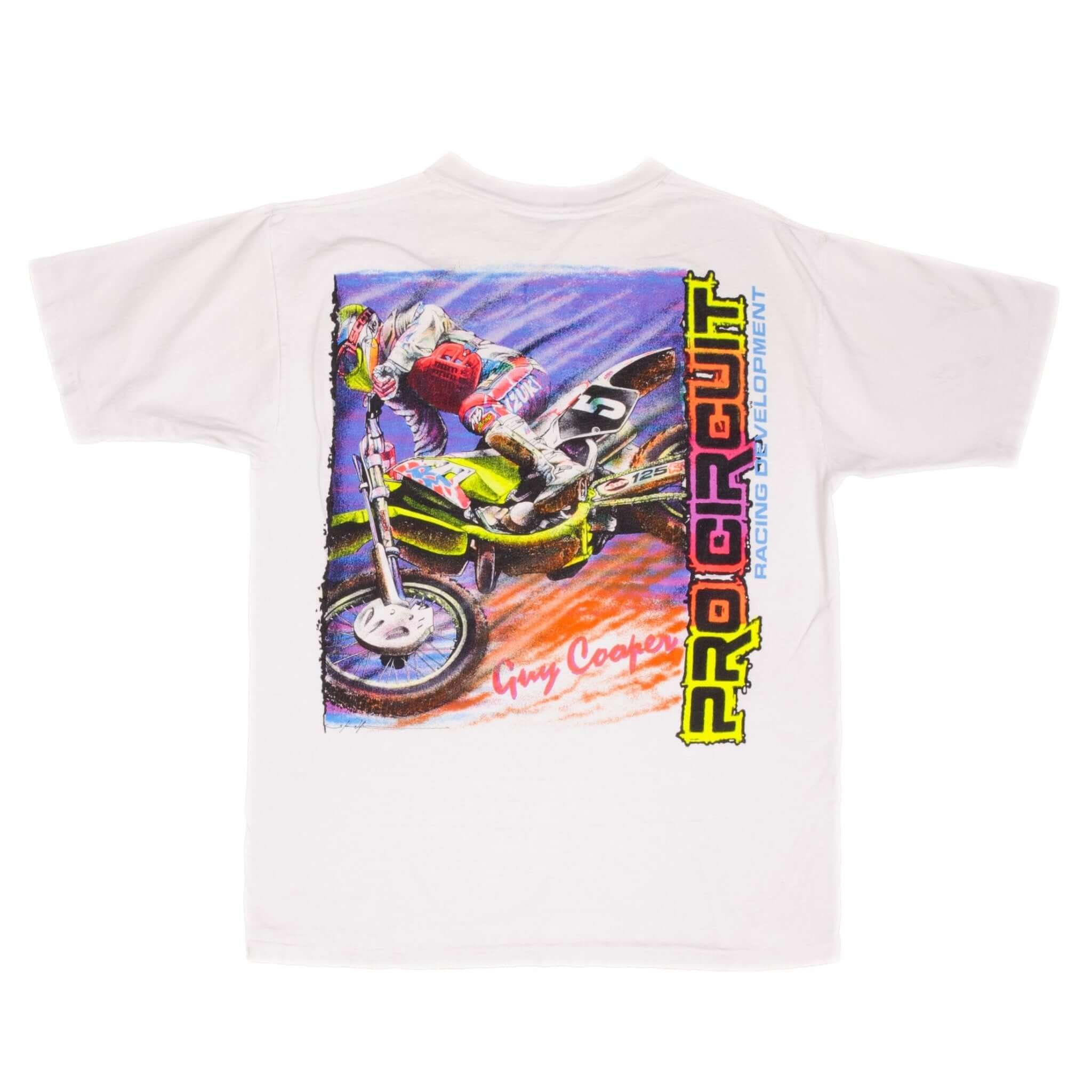 Vintage Motocross Team Suzuki Guy Cooper 1990S Tee Shirt Size Large With Single Stitch Sleeves