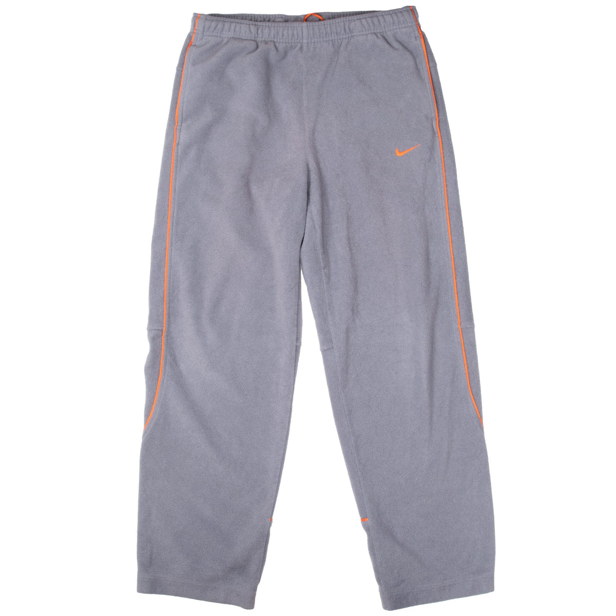Vintage Nike Classic Swoosh Grey Orange Fleece Track Pants 2000S Size XL