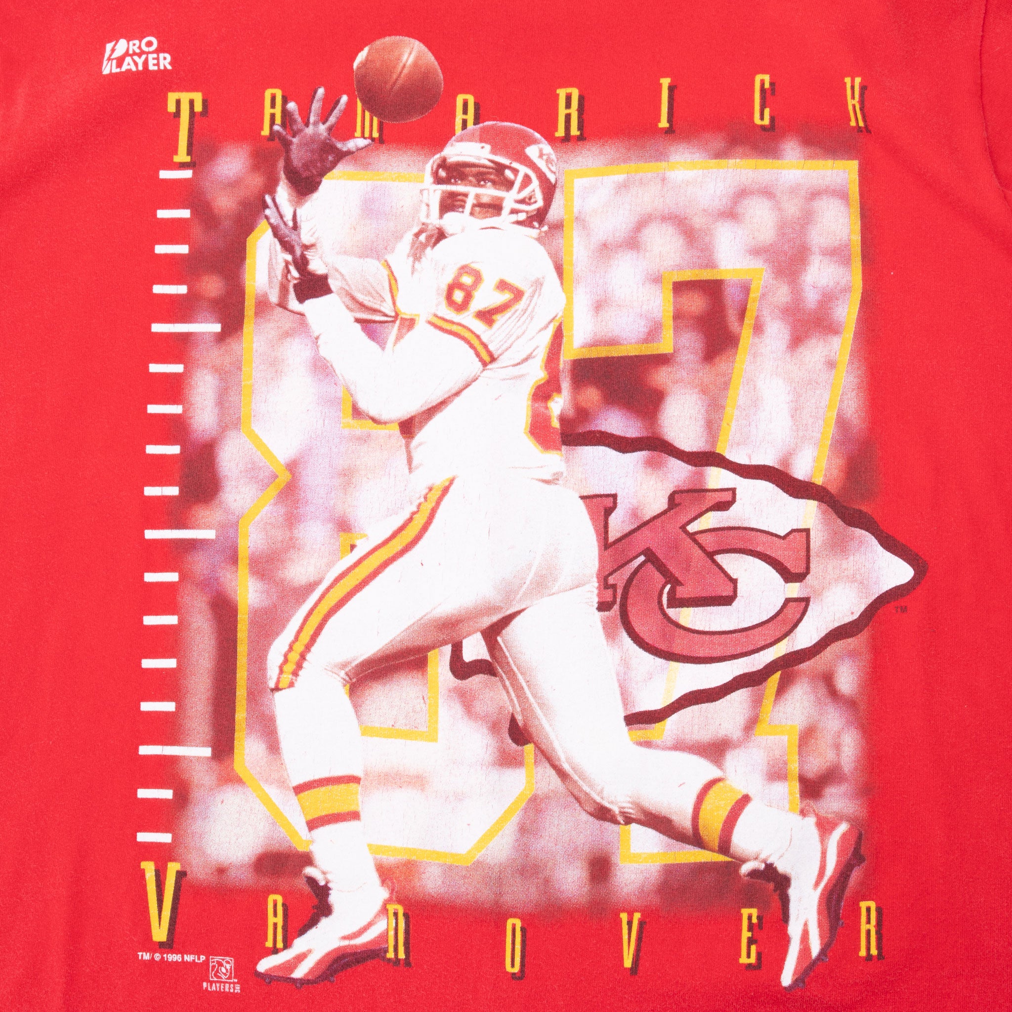 Vintage Nfl Kansas City Chiefs Tamarich Vanover 1996 Tee Shirt Size Large Made In Usa With Single Stitch Sleeves