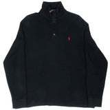 Vintage Polo Ralph Lauren Black Quarter 1/4 Zip Sweater 1990S Size XL