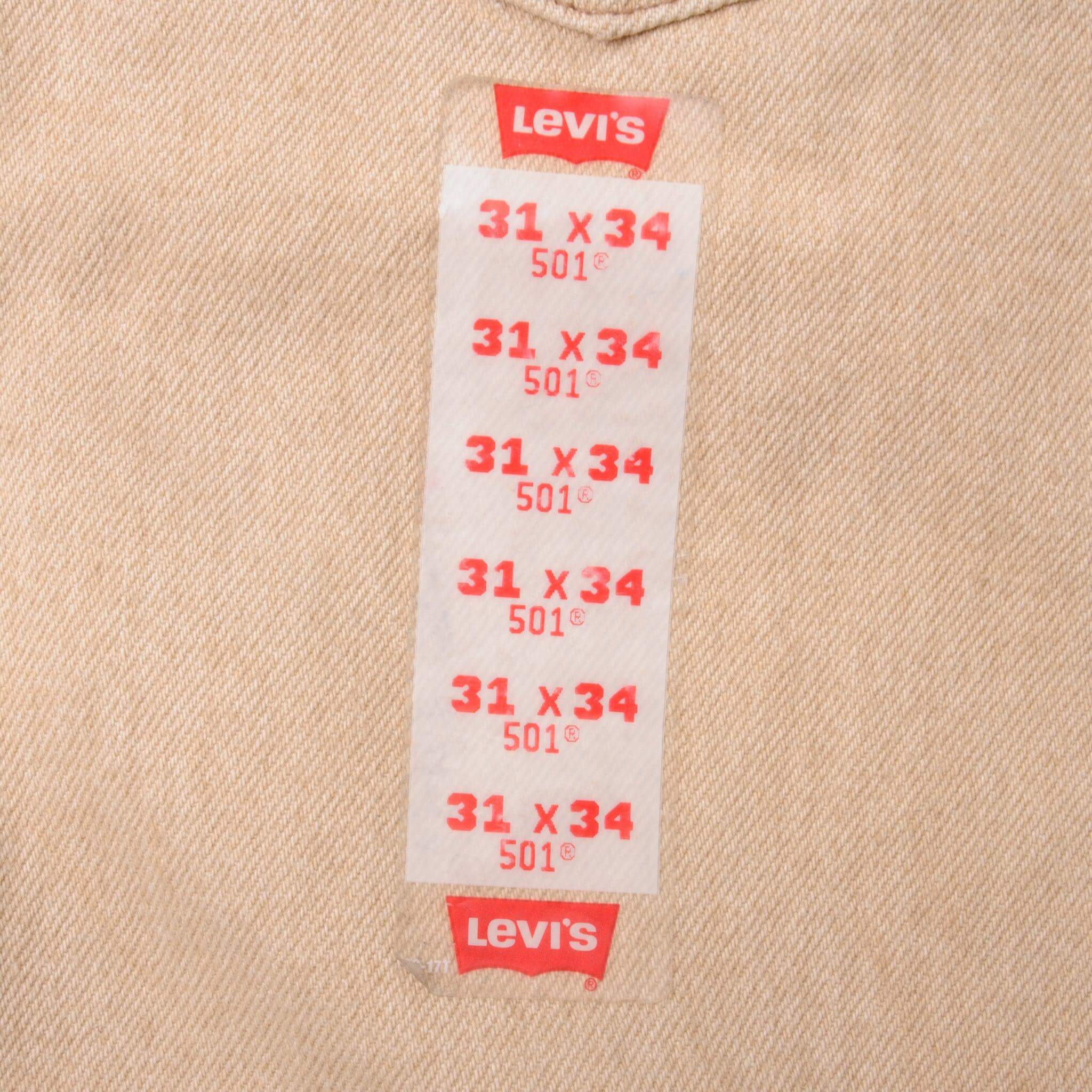 Beautiful Beige Levis 501 Jeans 1994 Made in USA. Size on Tag 31X34 Back Button #524
