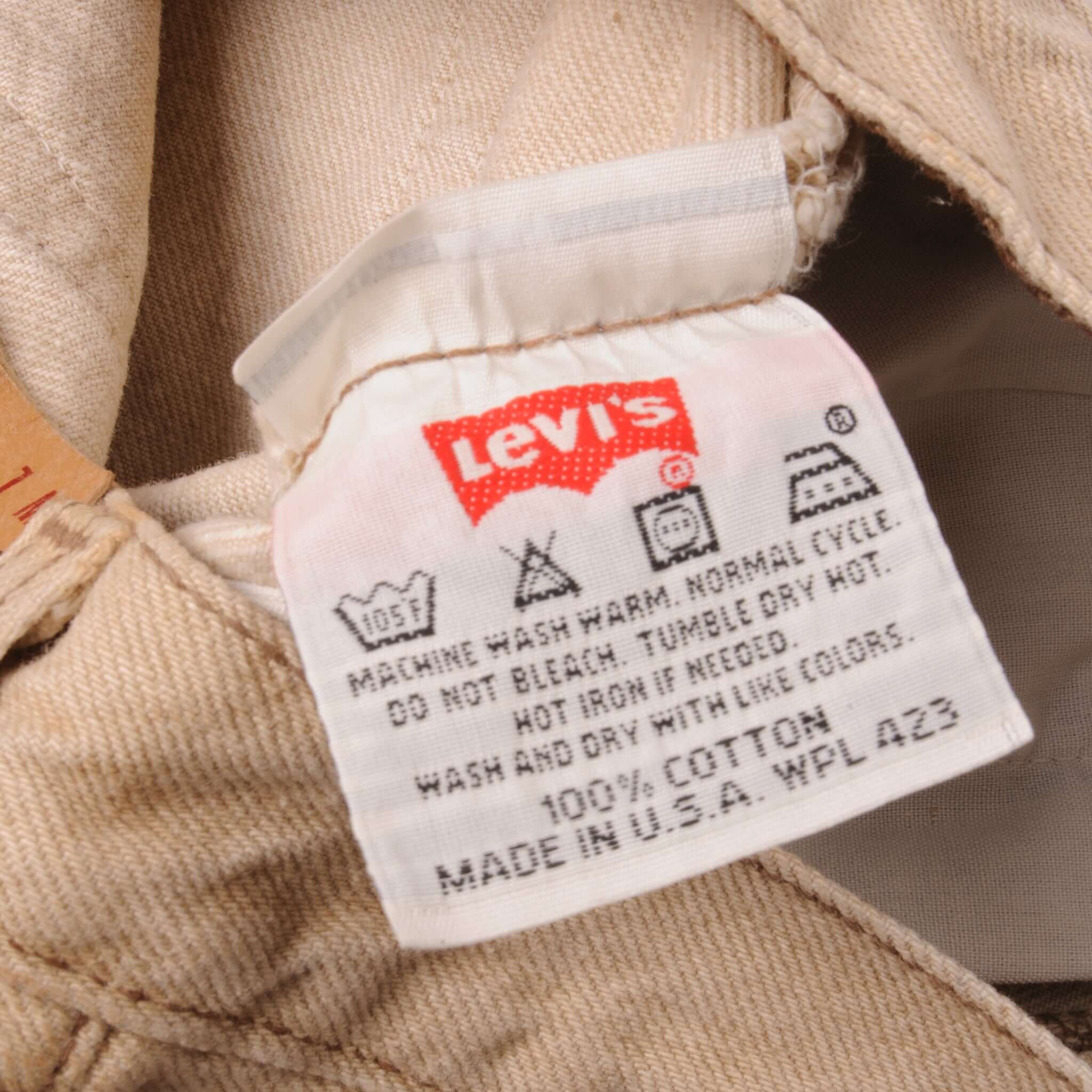 Beautiful Beige Levis 501 Jeans 1994 Made in USA. Size on Tag 31X34 Back Button #524