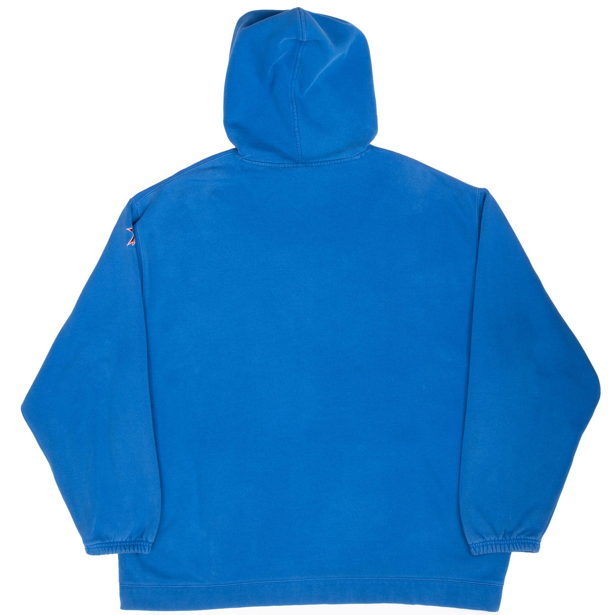 Back of blue Nike Philadelphia Sixers pullover hoodie