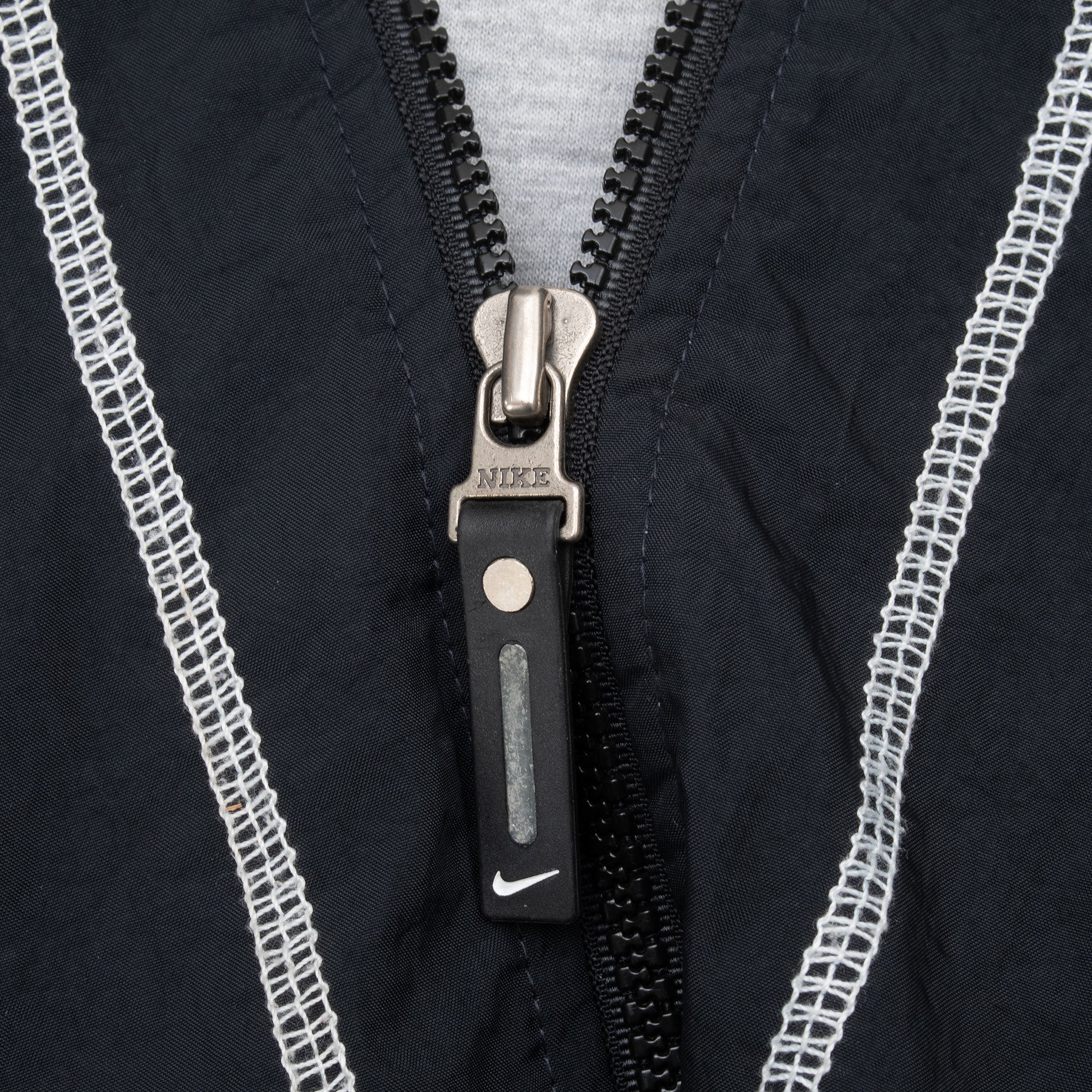 Vintage Nike Big Swoosh Black Hooded Windbreaker Jacket 1990S Size Large