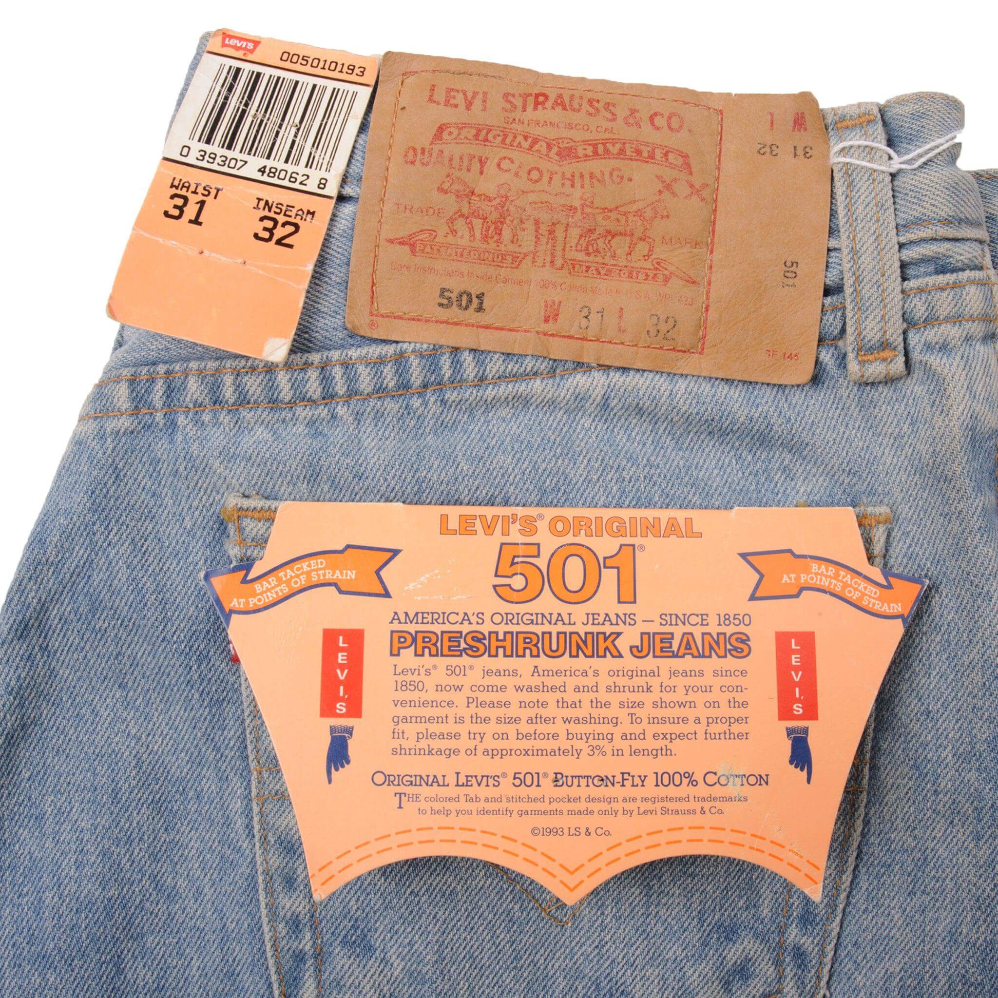 Beautiful Beige Levis 501 Jeans 1993 Made in USA. Size on Tag 30X32 Back Button #695Beautiful Blue Levis 501 Jeans 1993 Size on Tag 31X32 Back Button #913