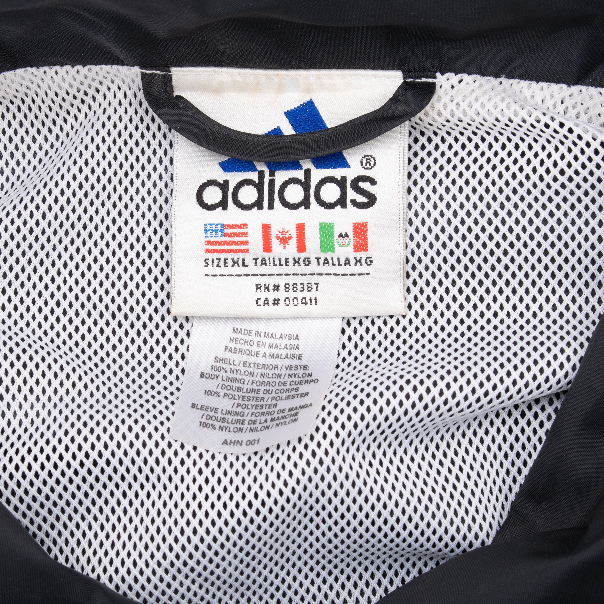 Vintage Adidas Black Windbreaker Jacket 1990S Size XL