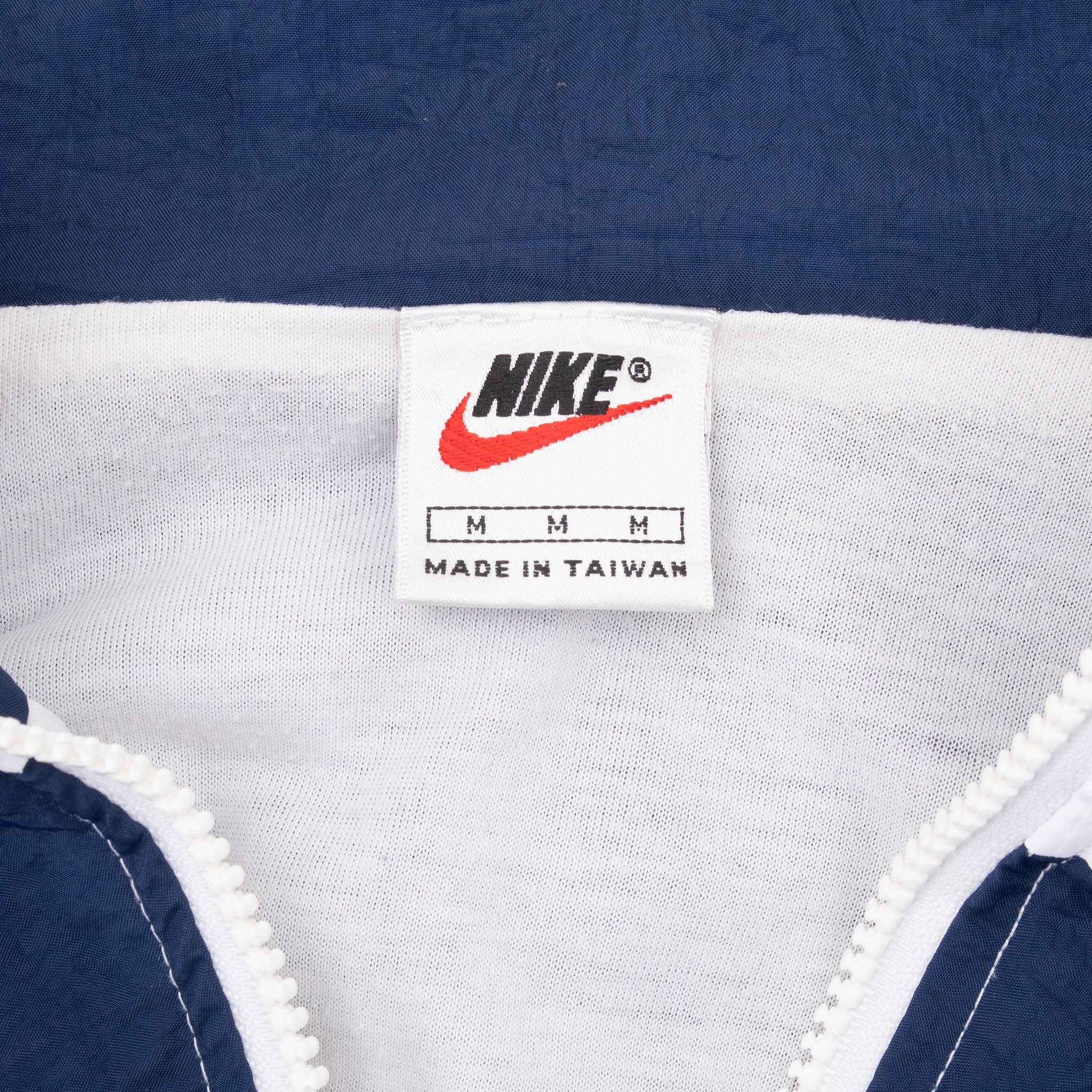 Vintage Nike Classic Swoosh Blue White Windbreaker Jacket 1990S Size Medium