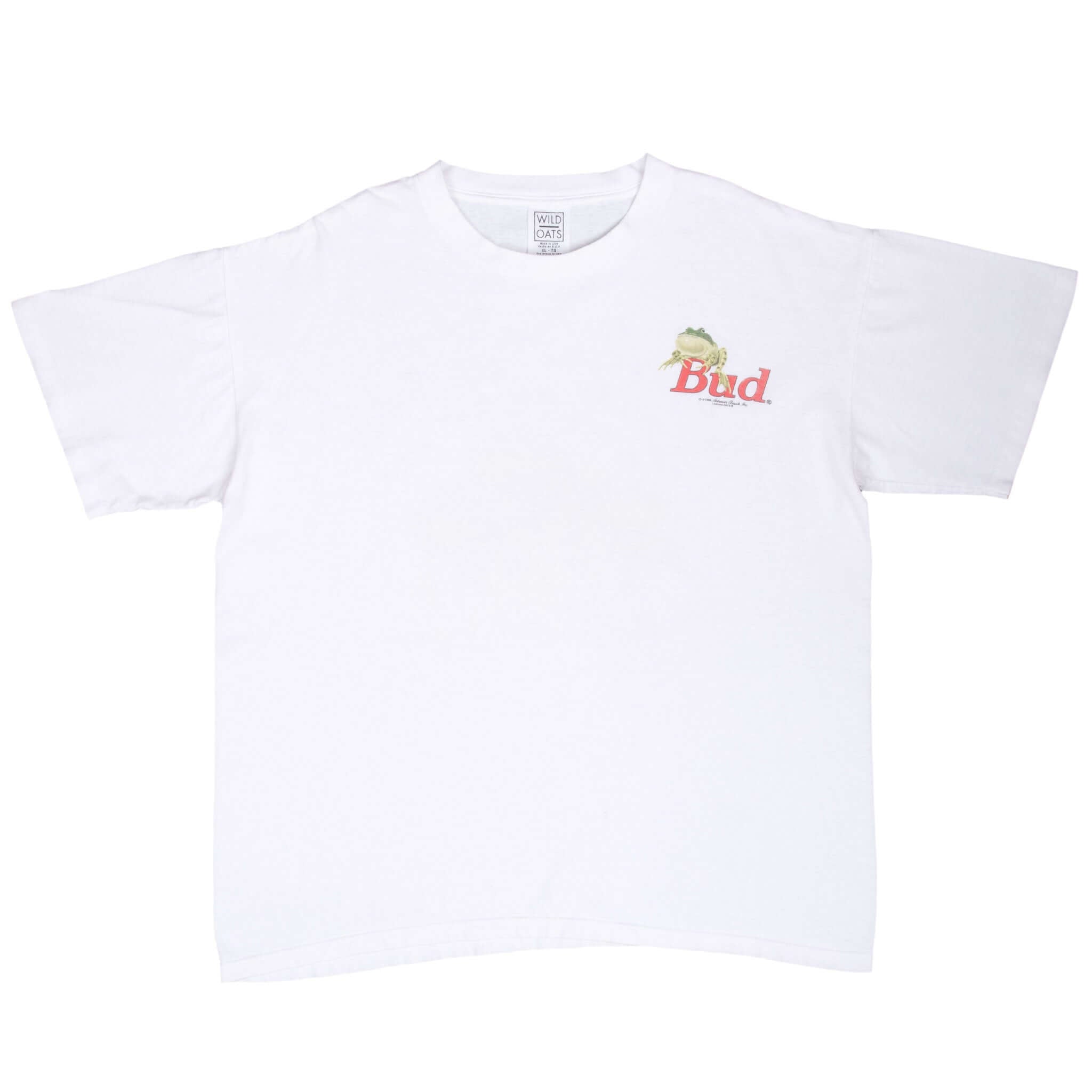 Vintage Bud Budweiser Frog Tee Shirt 1995 Size XL Made In Usa With Single Stitch Sleeves