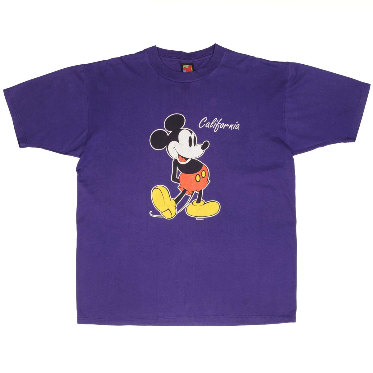 Full front view of purple Disney Mickey Mouse California T-shirt