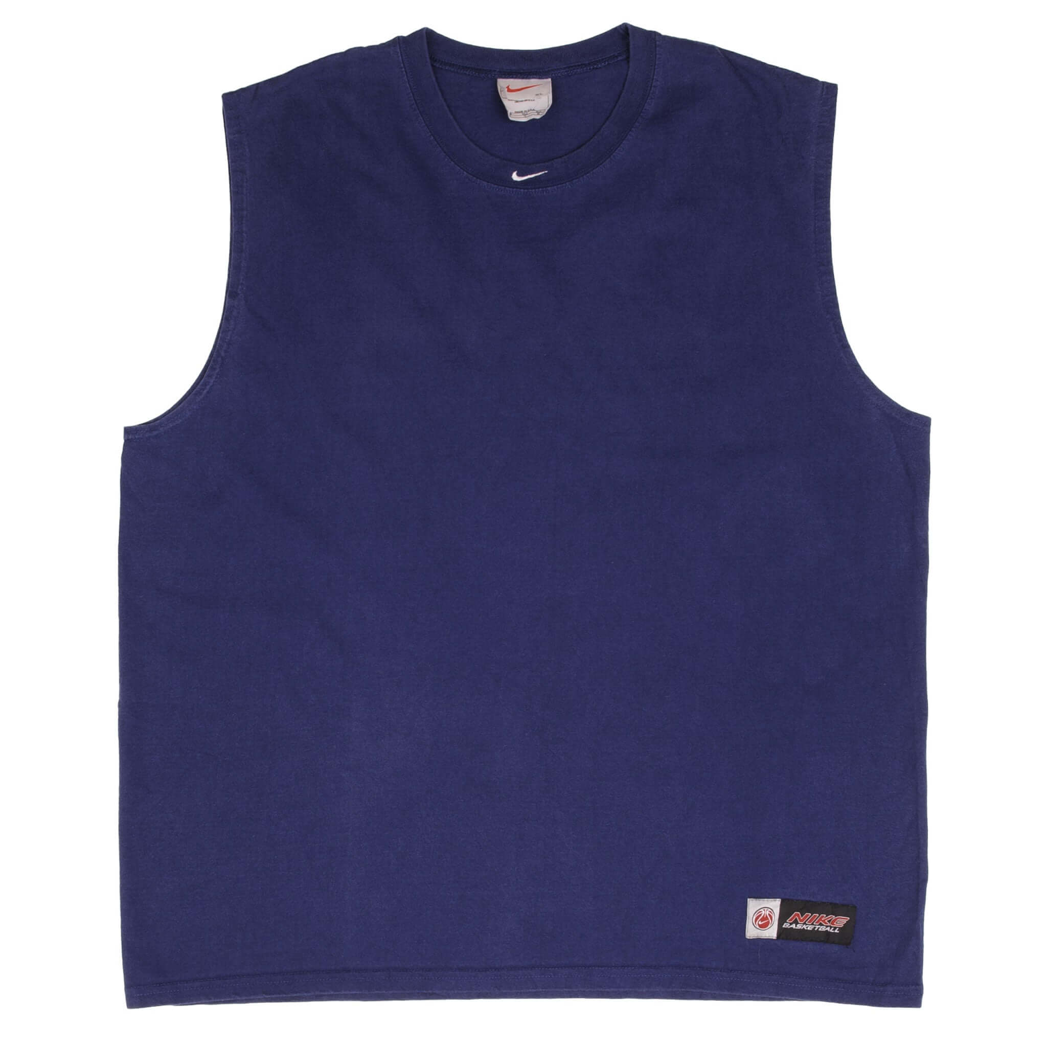 Vintage Nike Basketball Classic Center Swoosh Navy Blue Tank Top Tee Shirt 1990S Size XL Made In USA
