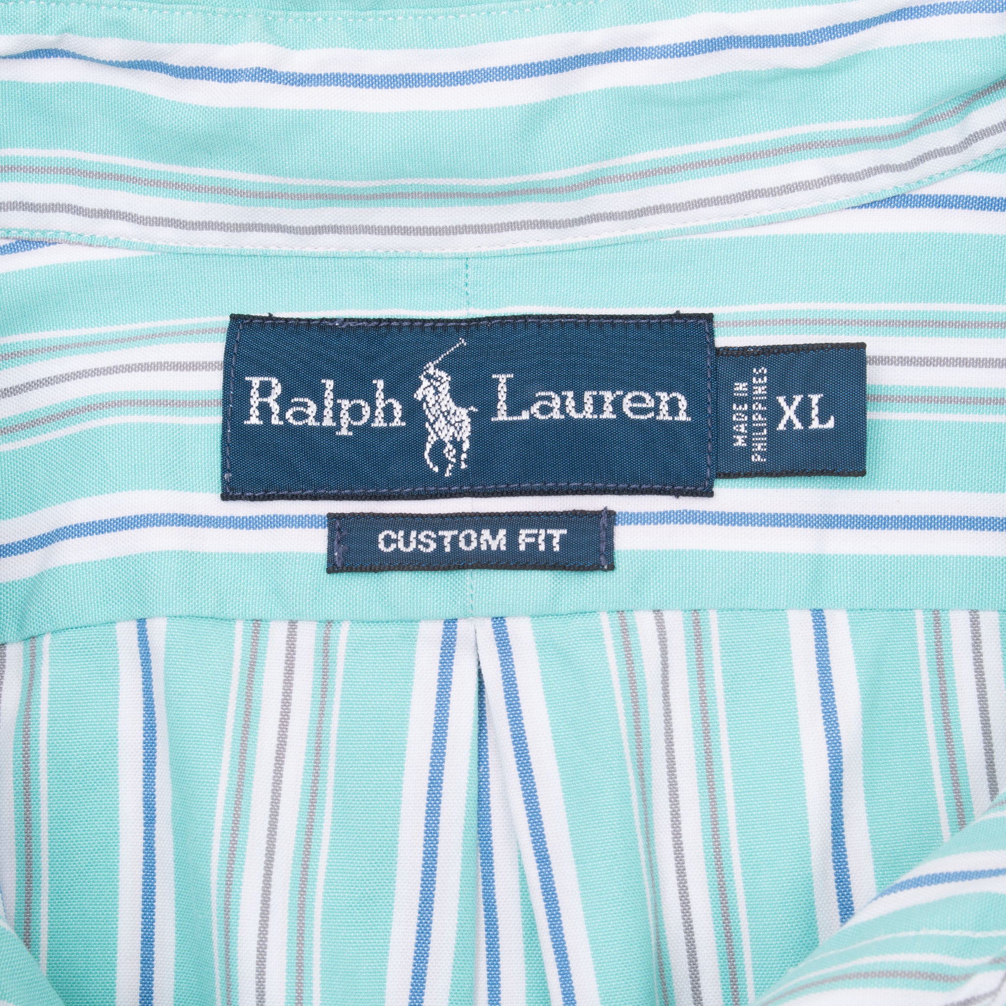 Vintage Ralph Lauren Classic Striped Turquoise Shirt 1990S Size XL