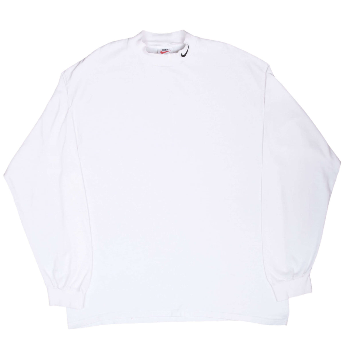 Vintage Nike Long Sleeve Turtle Neck White Tee Shirt 1990S Size XL Made In Usa