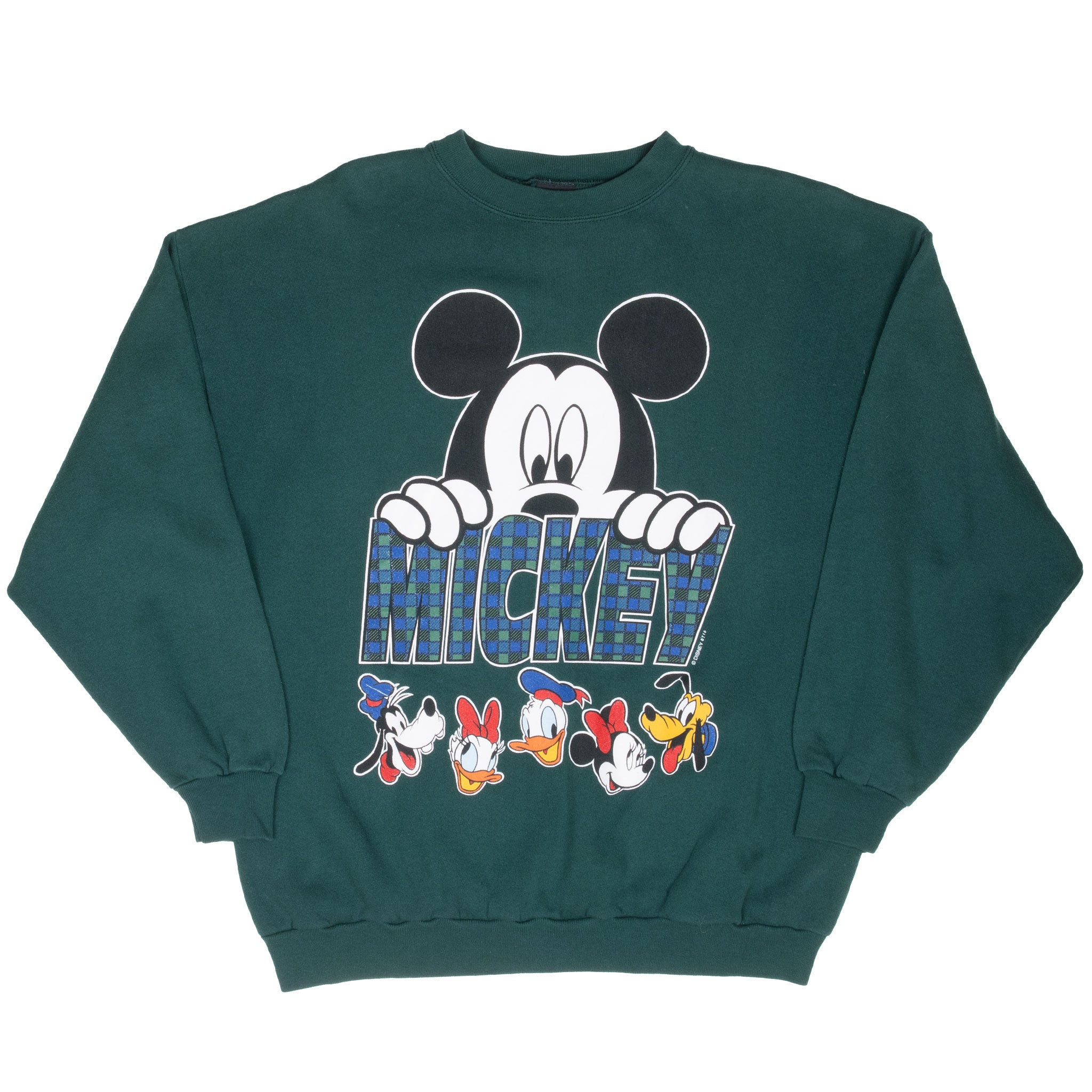 Vintage Disney Mickey Mouse 1990S Pine Green Sweatshirt Size XL Made In USA