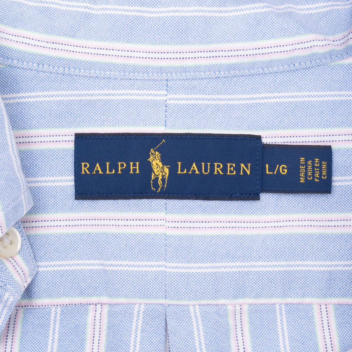 Vintage Ralph Lauren Classic Blue Striped Shirt Size Large