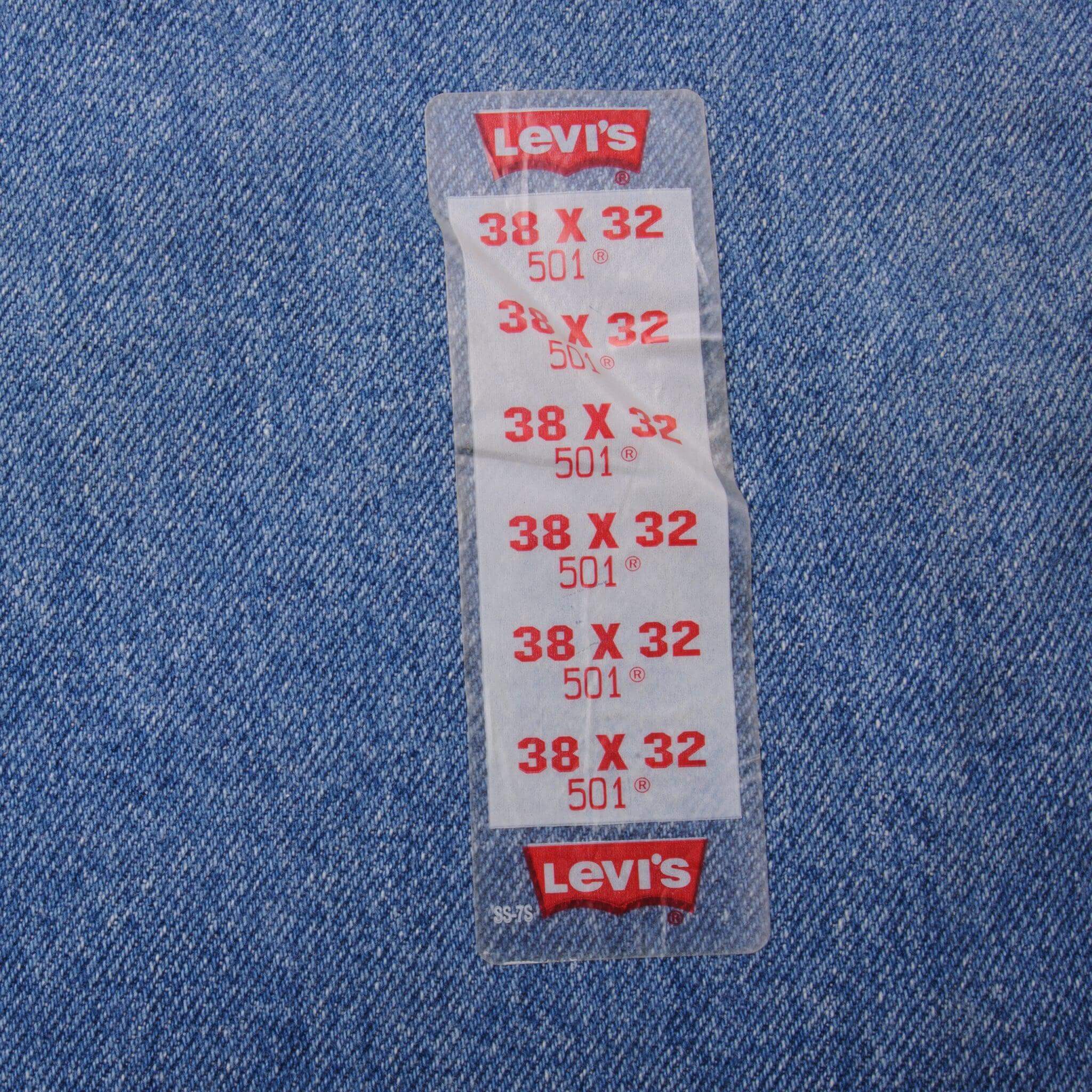 Beautiful Blue Levis 501 Jeans 1993 Size on Tag 38X32 Back Button #913