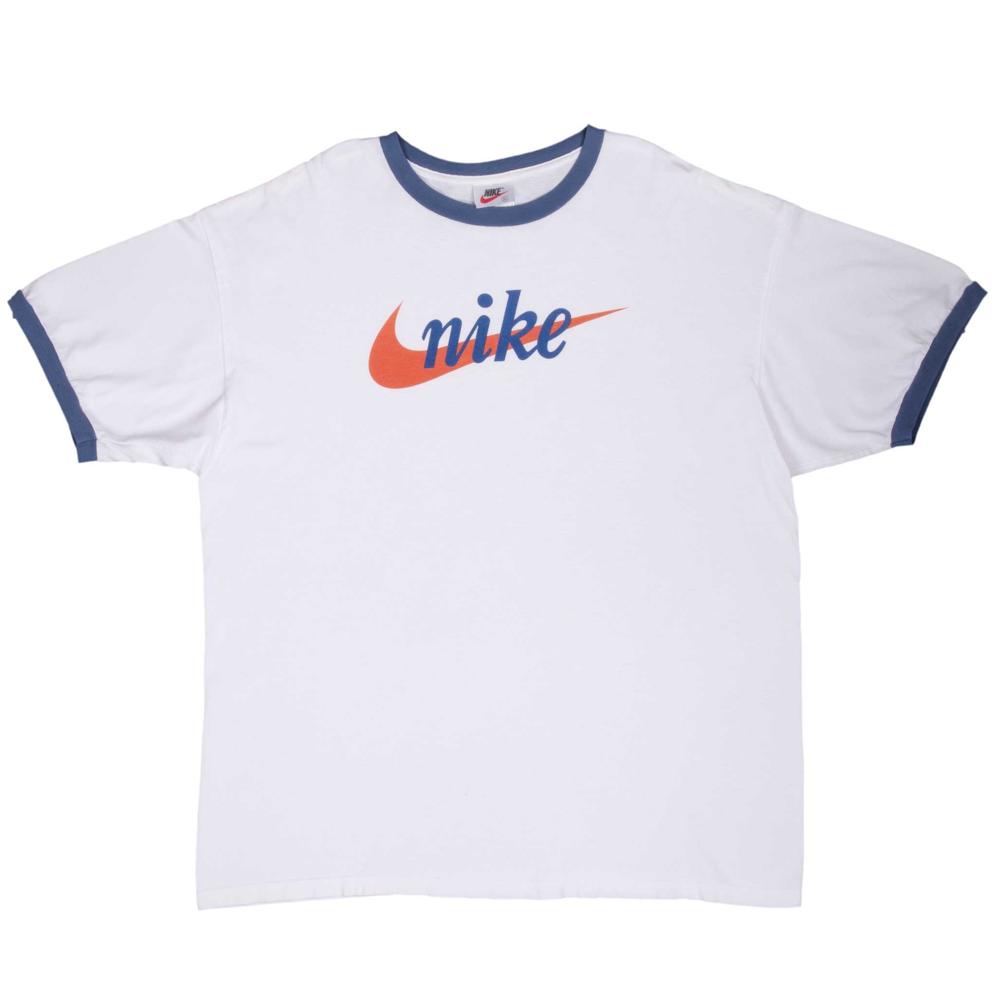 Vintage Nike Spellout White Tee Shirt 1990S Size XL Made In Usa