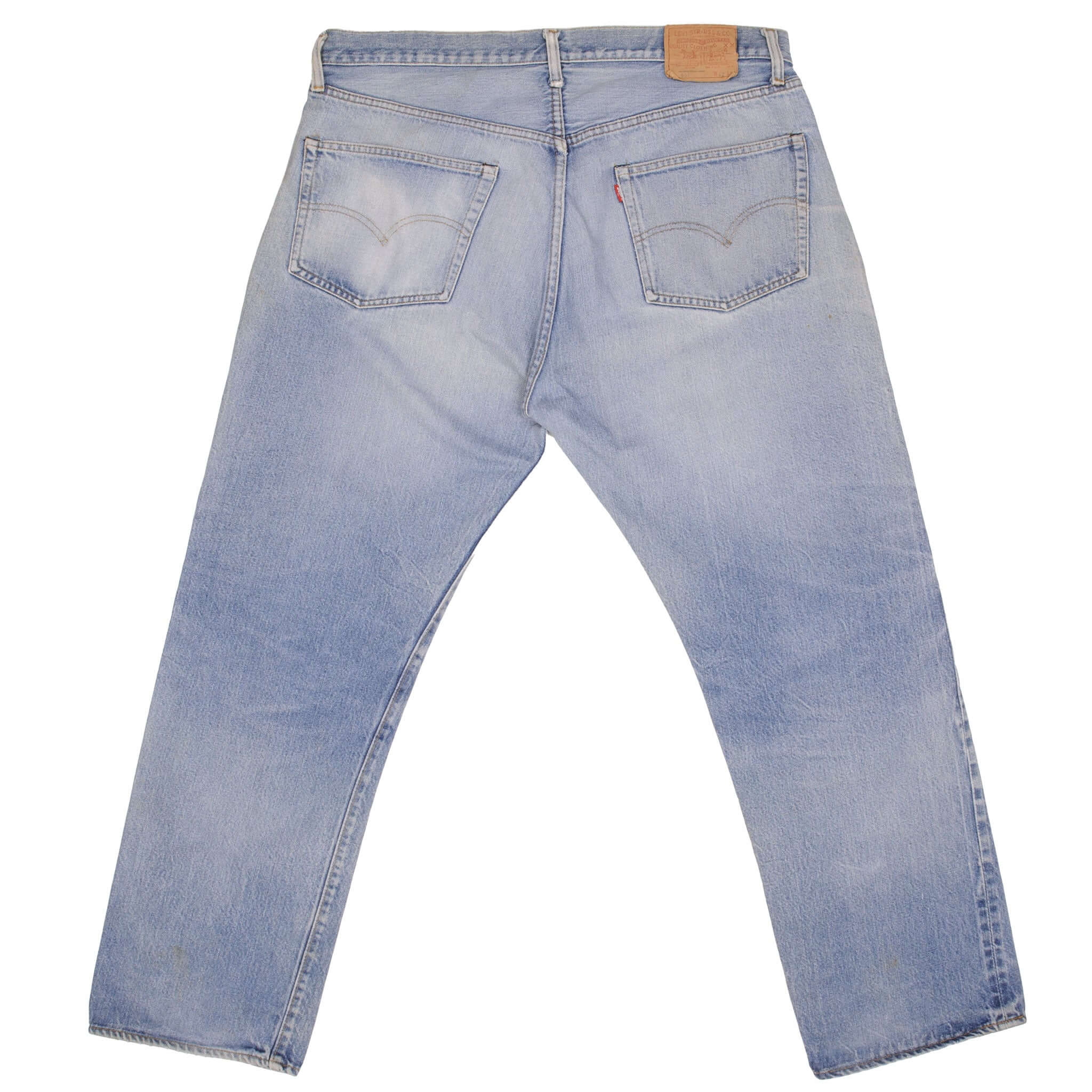 Beautiful Indigo Levis 501 Jeans with Selvedge Redline 1970S Made in USA. Amazing Wash with a light blue wash with some light whiskers. Size Tags is 42X33 Actual Size is 40X30 Back Button #6