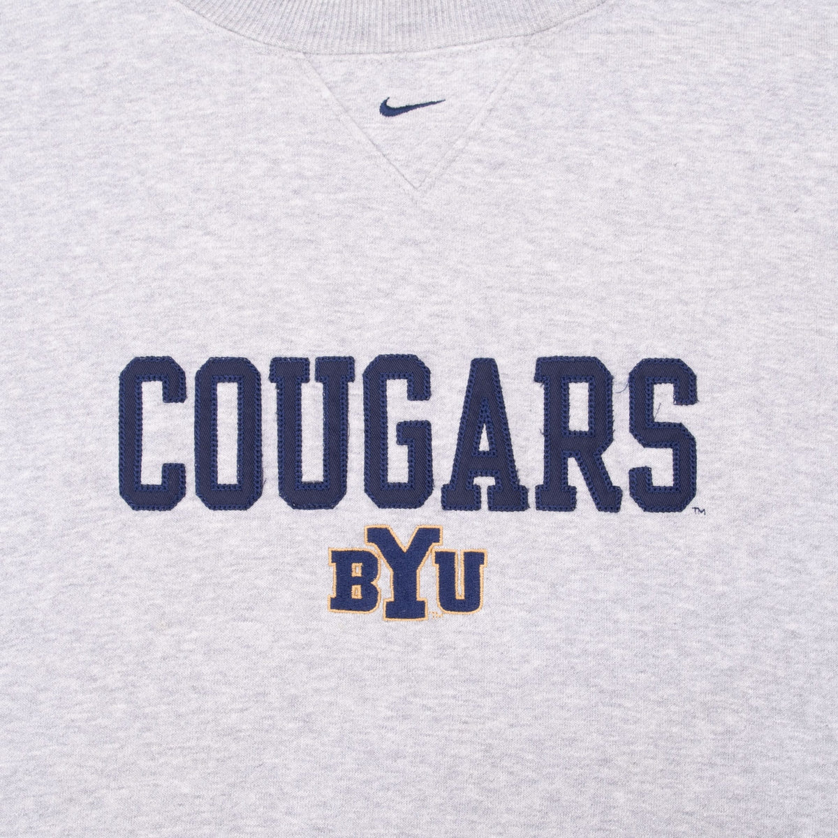 Vintage Nike Ncaa Byu Cougars Grey Crewneck Sweatshirt 1990S Size Large
