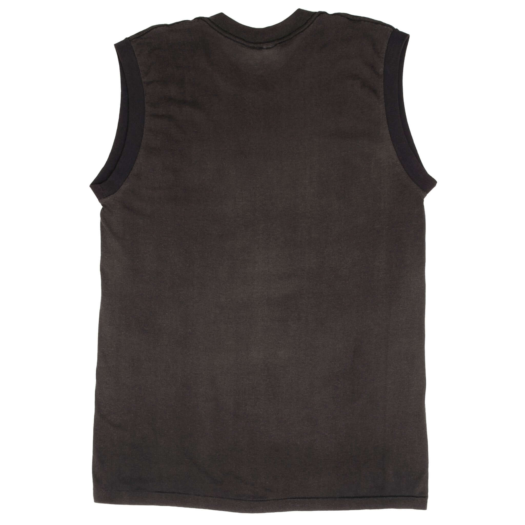Plain back of black sleeveless tank top