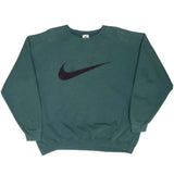 Vintage Nike Big Swoosh Green Sweatshirt 1990S Size Large Made In Usa