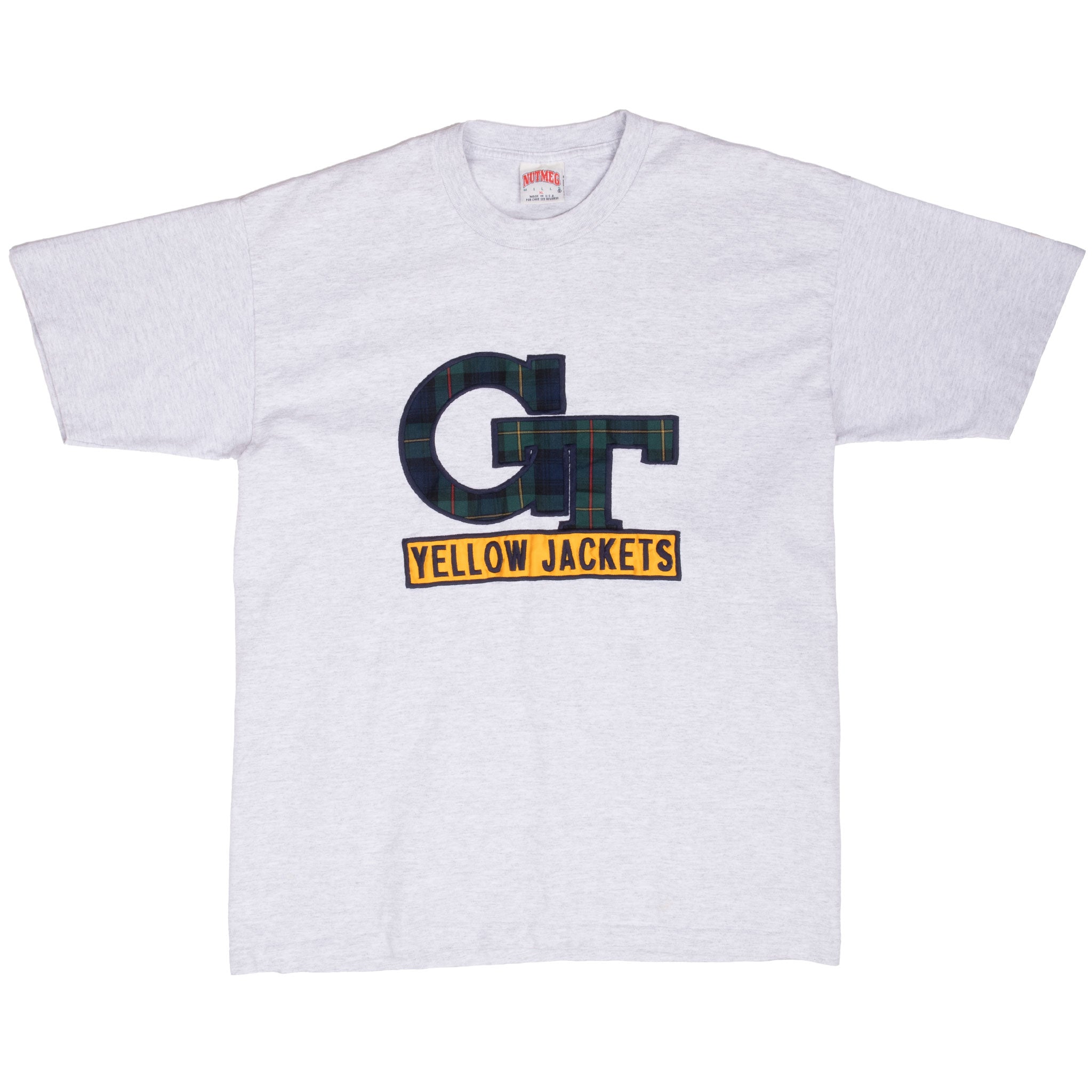 VINTAGE NCAA CONNECTICUT YELLOW JACKET EMBROIDERED TEE SHIRT LARGE MADE IN USA