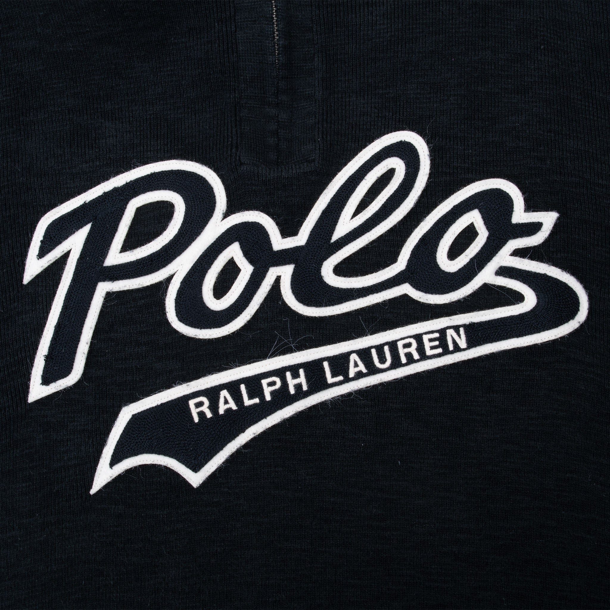 Vintage Polo Ralph Lauren Spellout Black Quarter 1/4 Zip Sweater Size Large