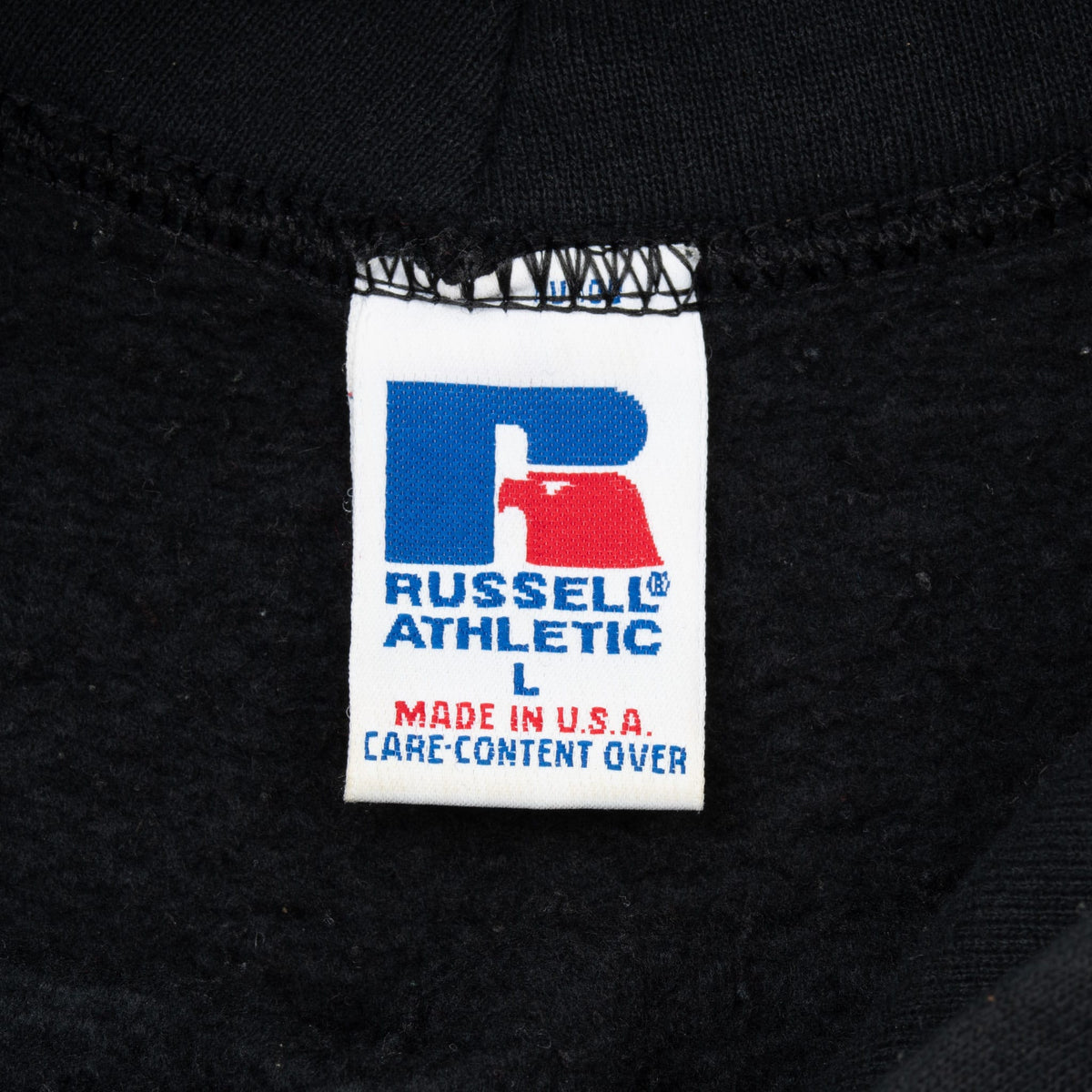 Vintage Russell Athletic Black Blank Pullover Hoodie 1990s Size Large Made in USA