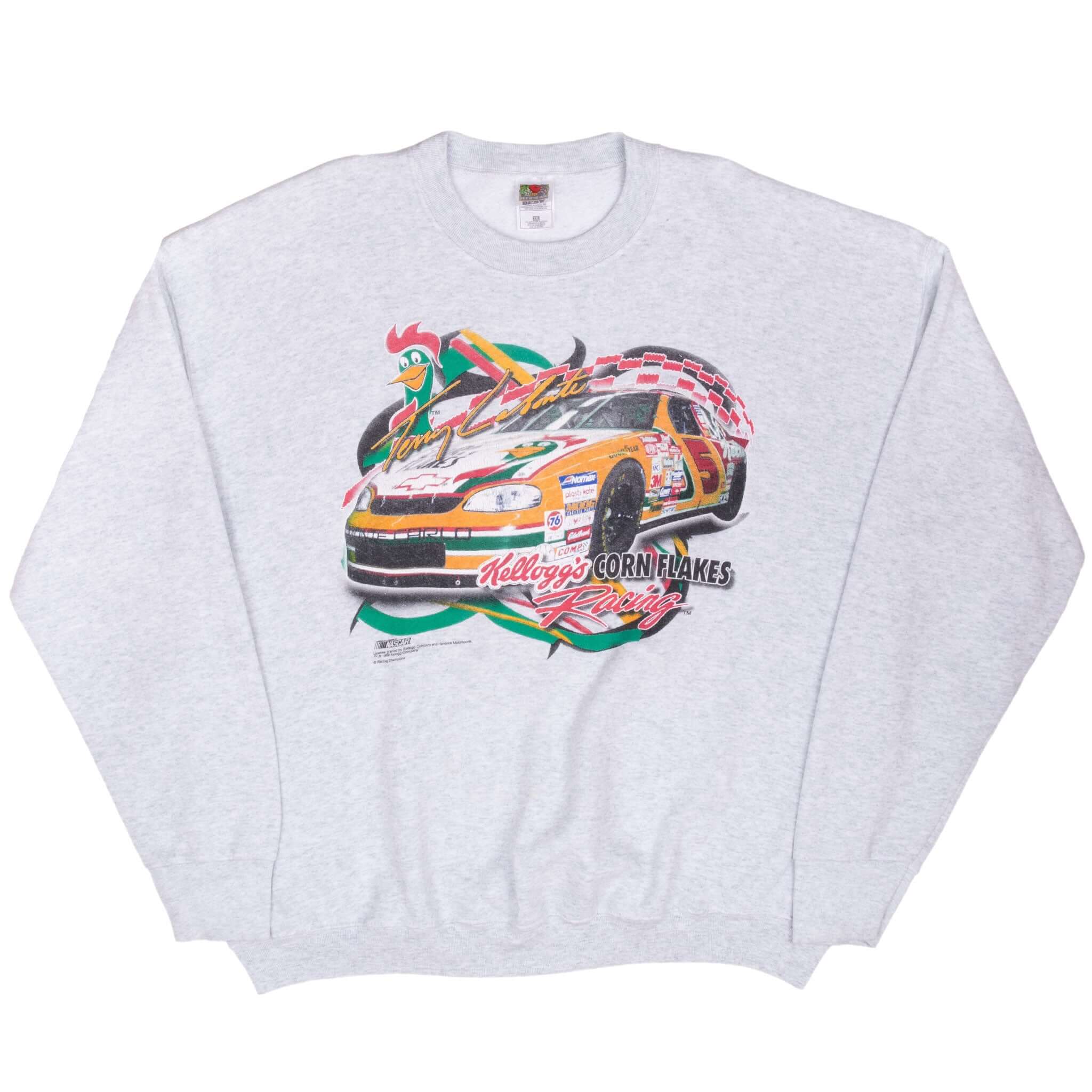 Vintage Nascar Terry Labonte Kellogg's Grey Sweatshirt 1999 Size 2XL