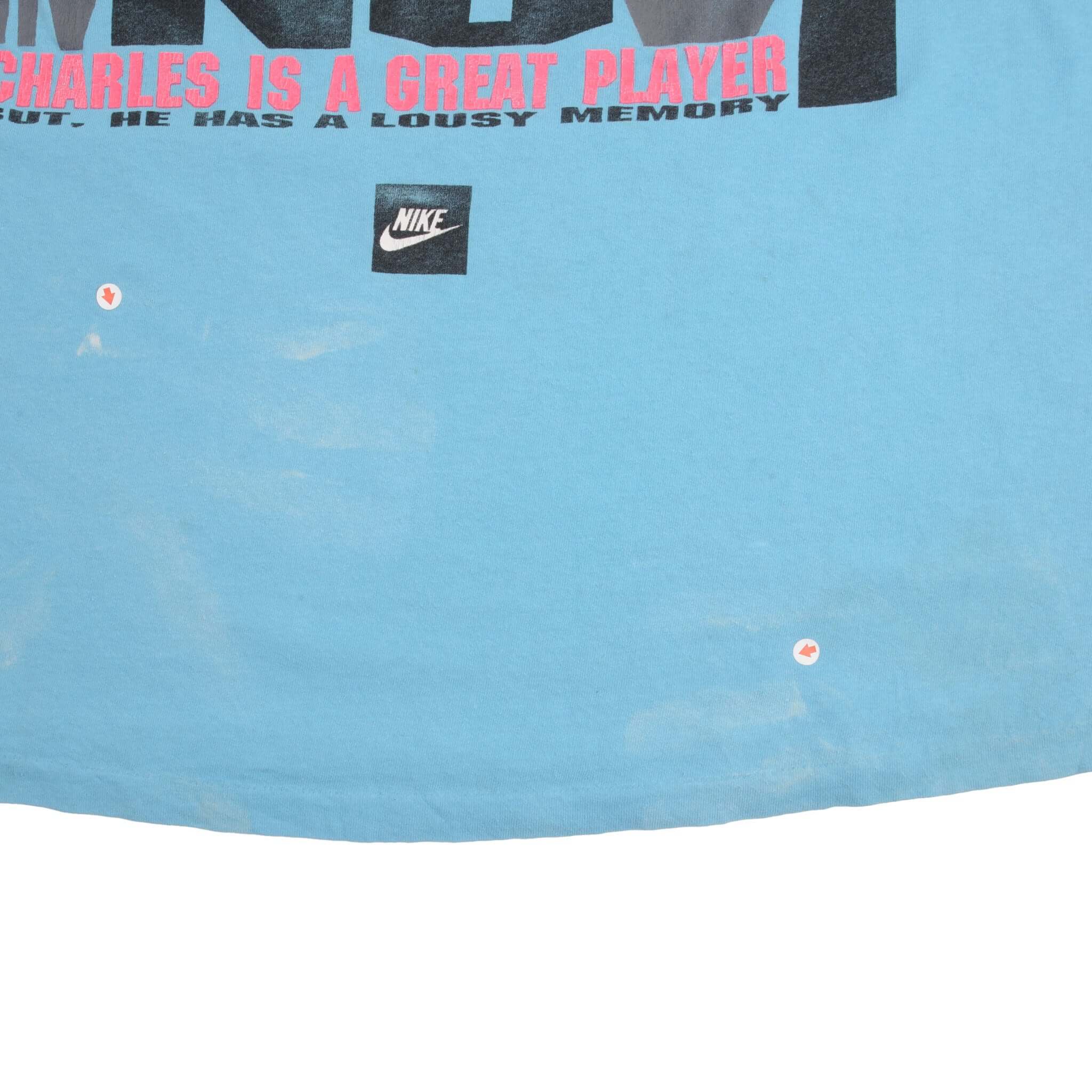 VINTAGE NIKE CHARLES BARKLEY TEE SHIRT LATE 1980S SIZE LARGE MADE IN USA