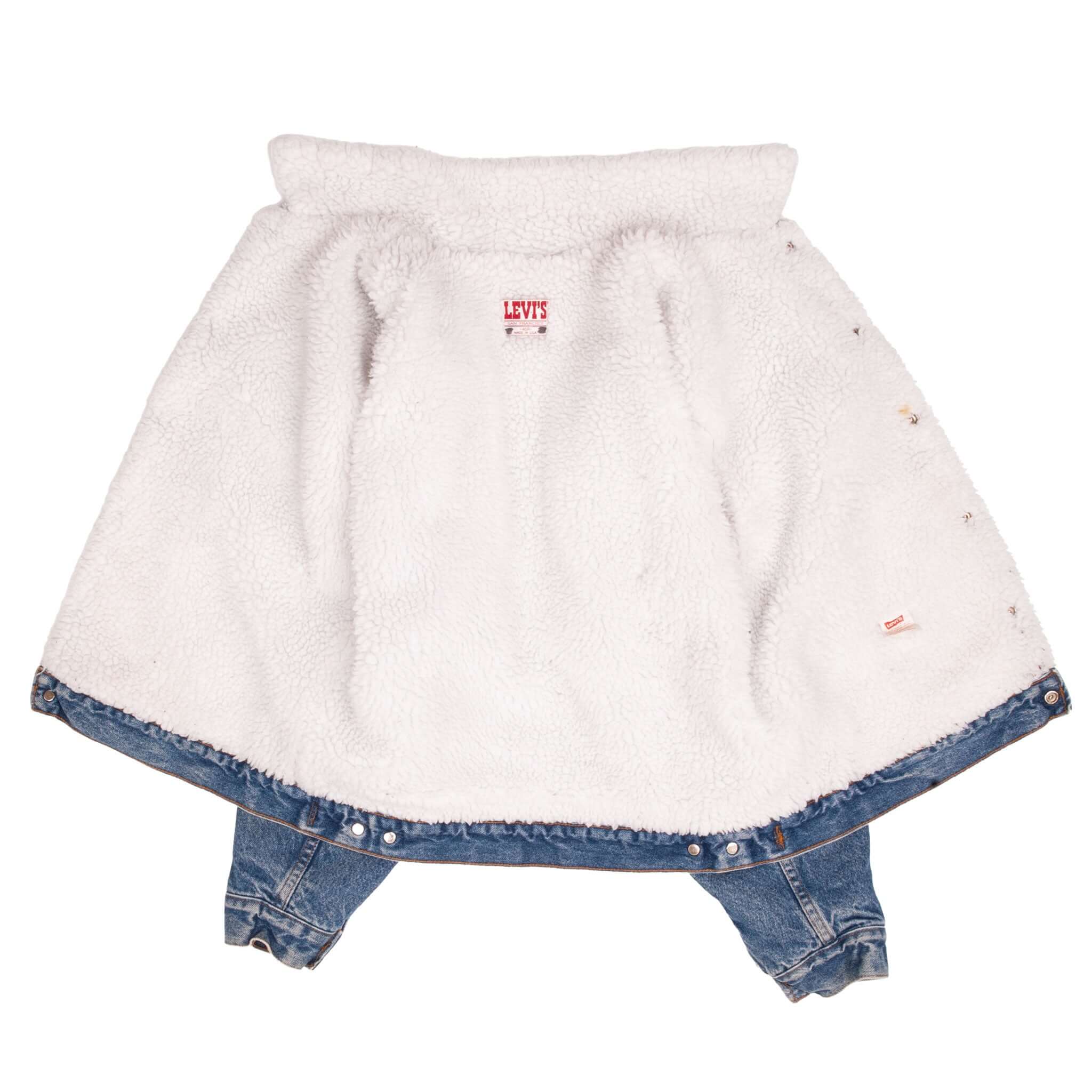 Vintage Levis Sherpa Trucker Denim Jacket Medium Wash Clean 1980s Size 40R Made In USA