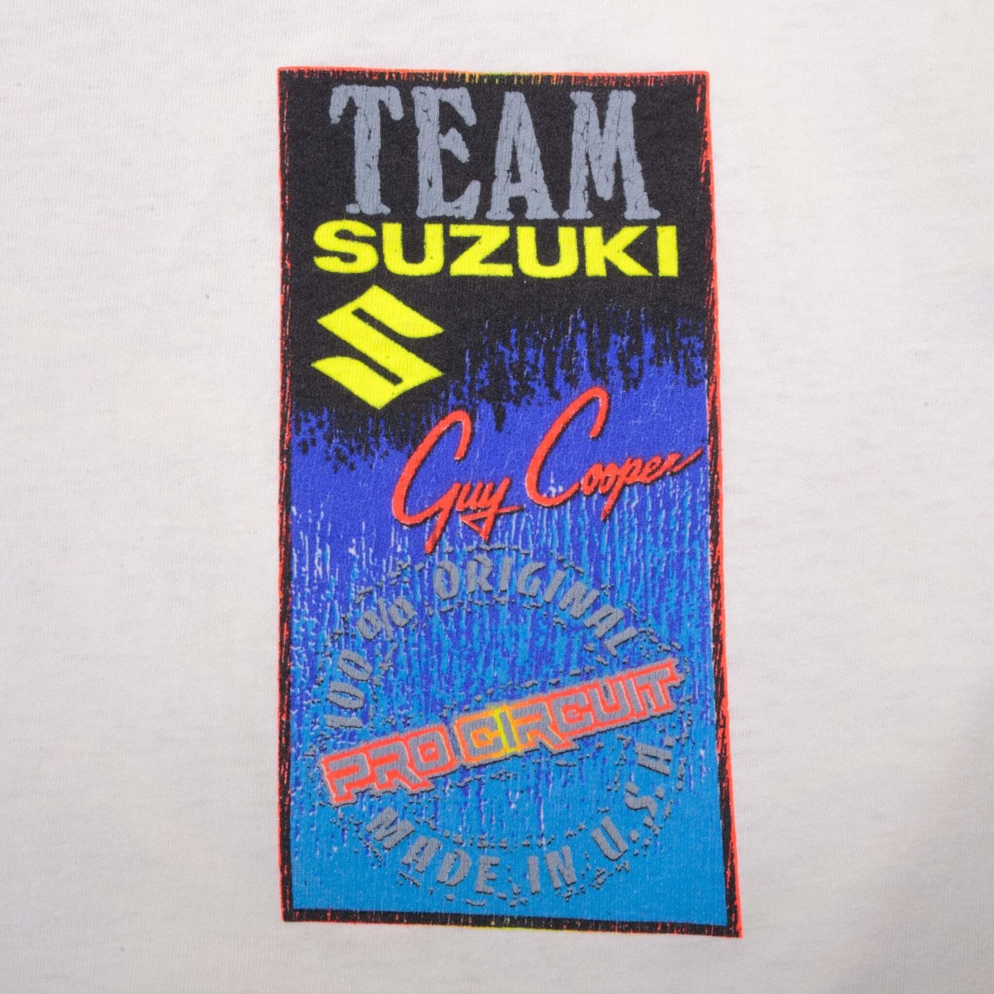Vintage Motocross Team Suzuki Guy Cooper 1990S Tee Shirt Size Large With Single Stitch Sleeves