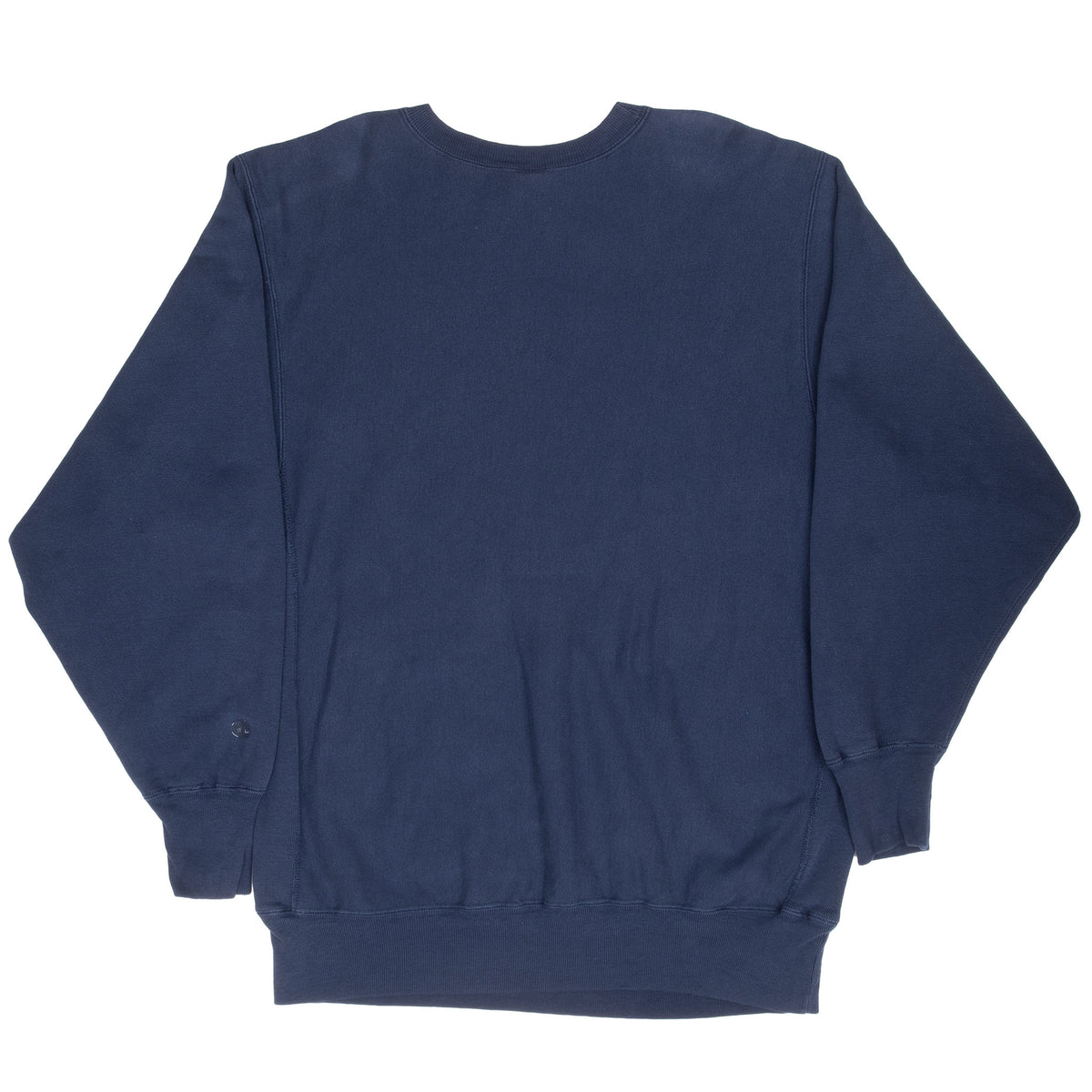 Back of navy Champion Reverse Weave crewneck sweatshirt