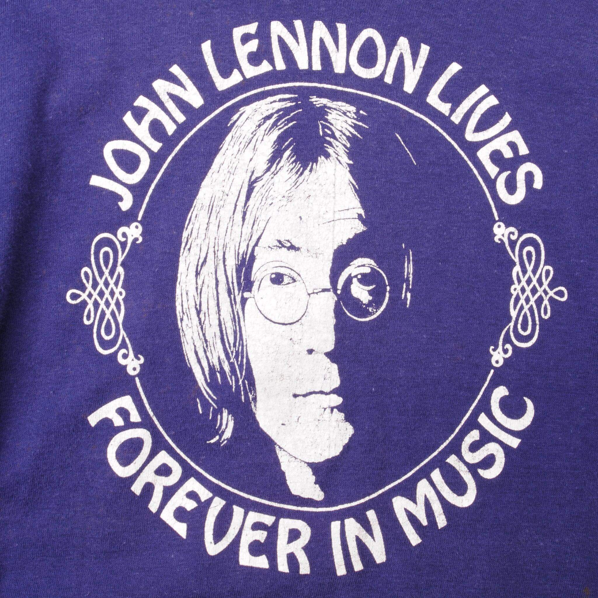 Vintage Blue John Lennon 1970/1980 Hanes Tee Shirt Size L With Single Stitch Sleeves Made In Usa
