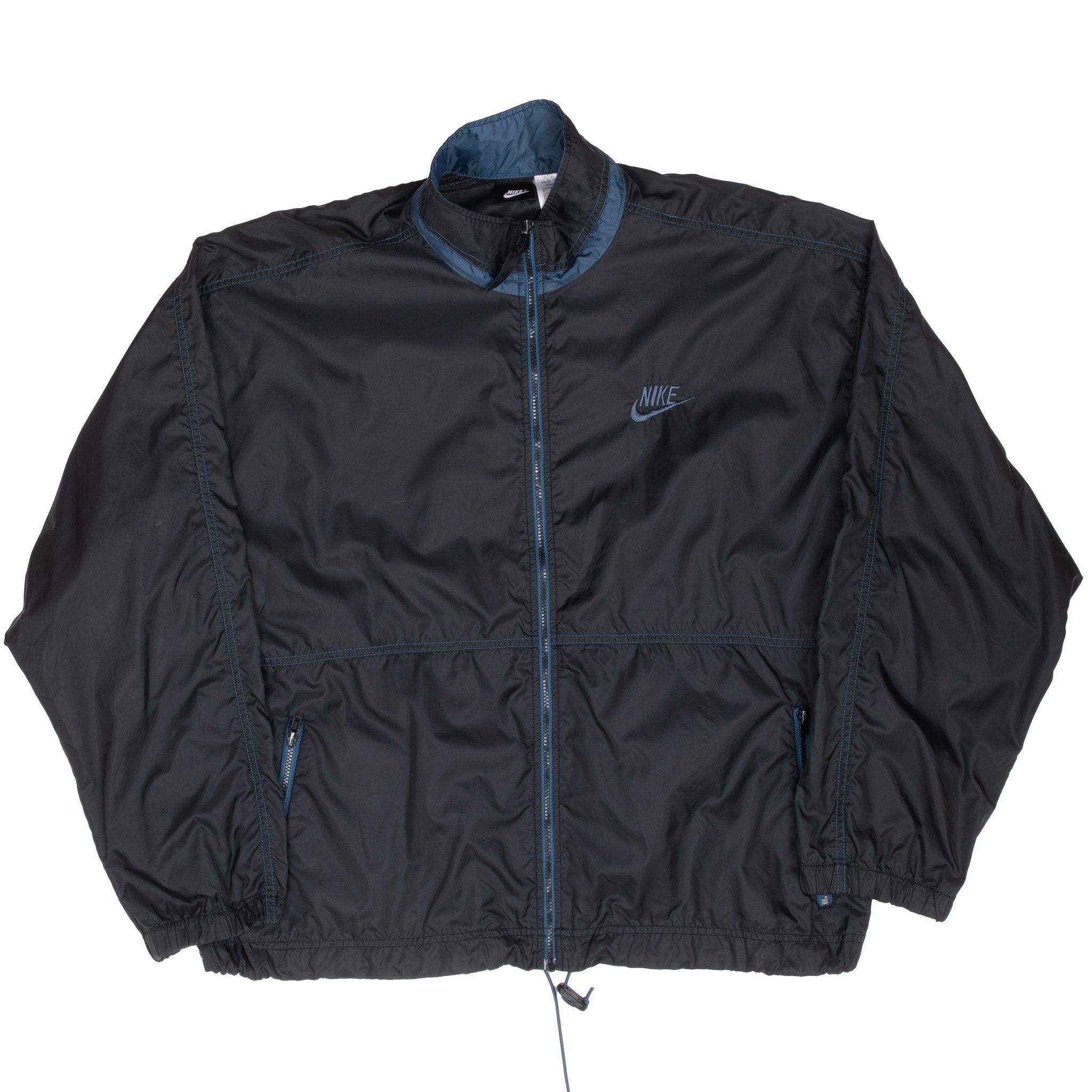 Vintage Nike Classic Swoosh Black Windbreaker Jacket 1990S Size Large