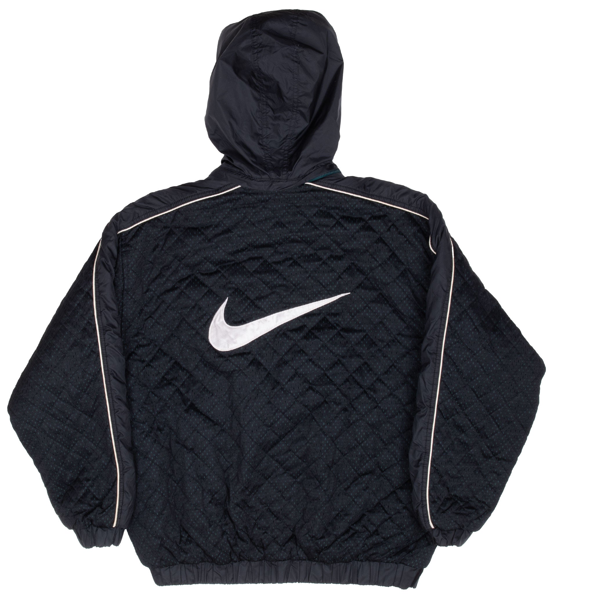 Vintage Nike Big Swoosh Black Windbreaker Jacket 1990S Size XL Women