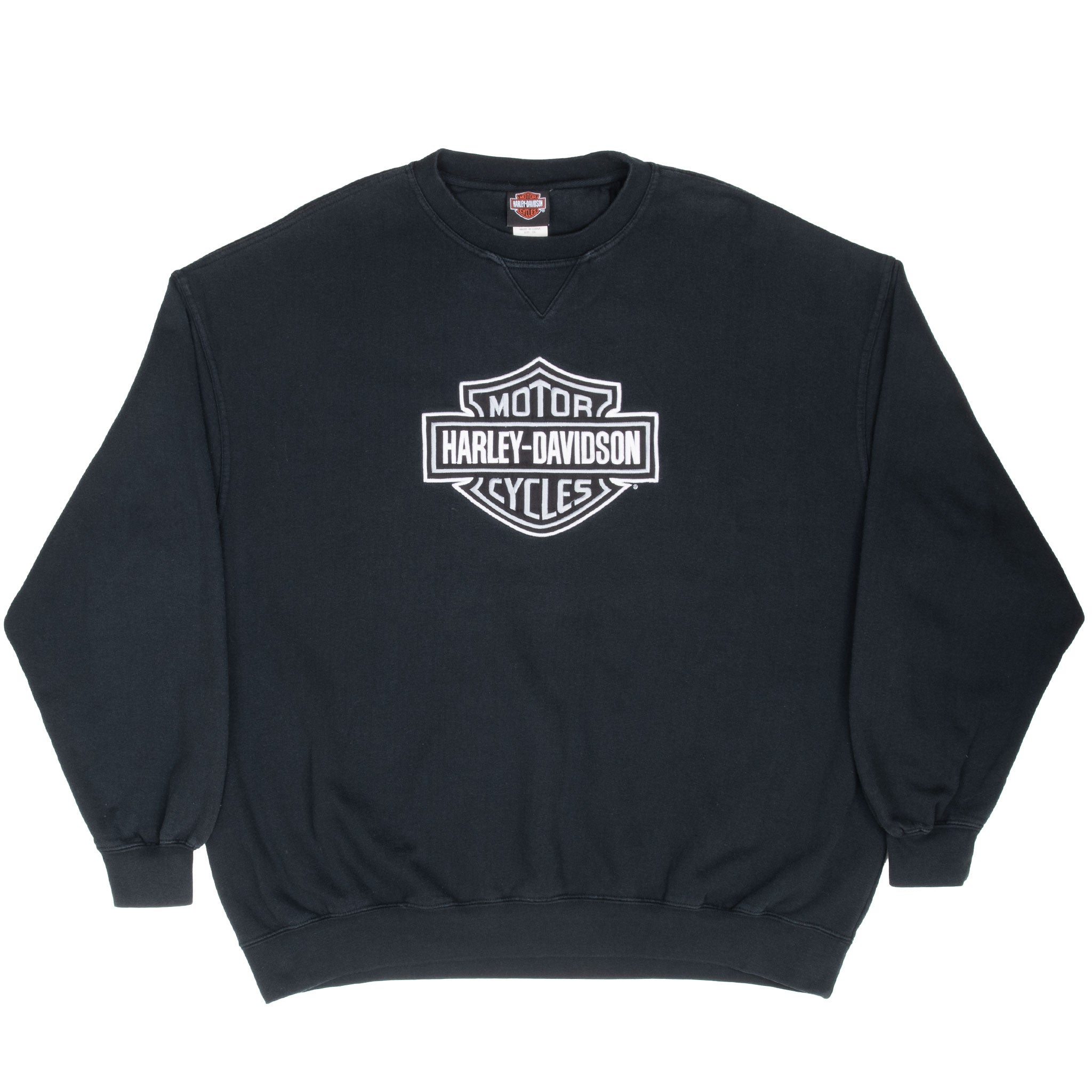 Vintage Harley Davidson Black Embroidered Sweatshirt 2000S Size 2XL