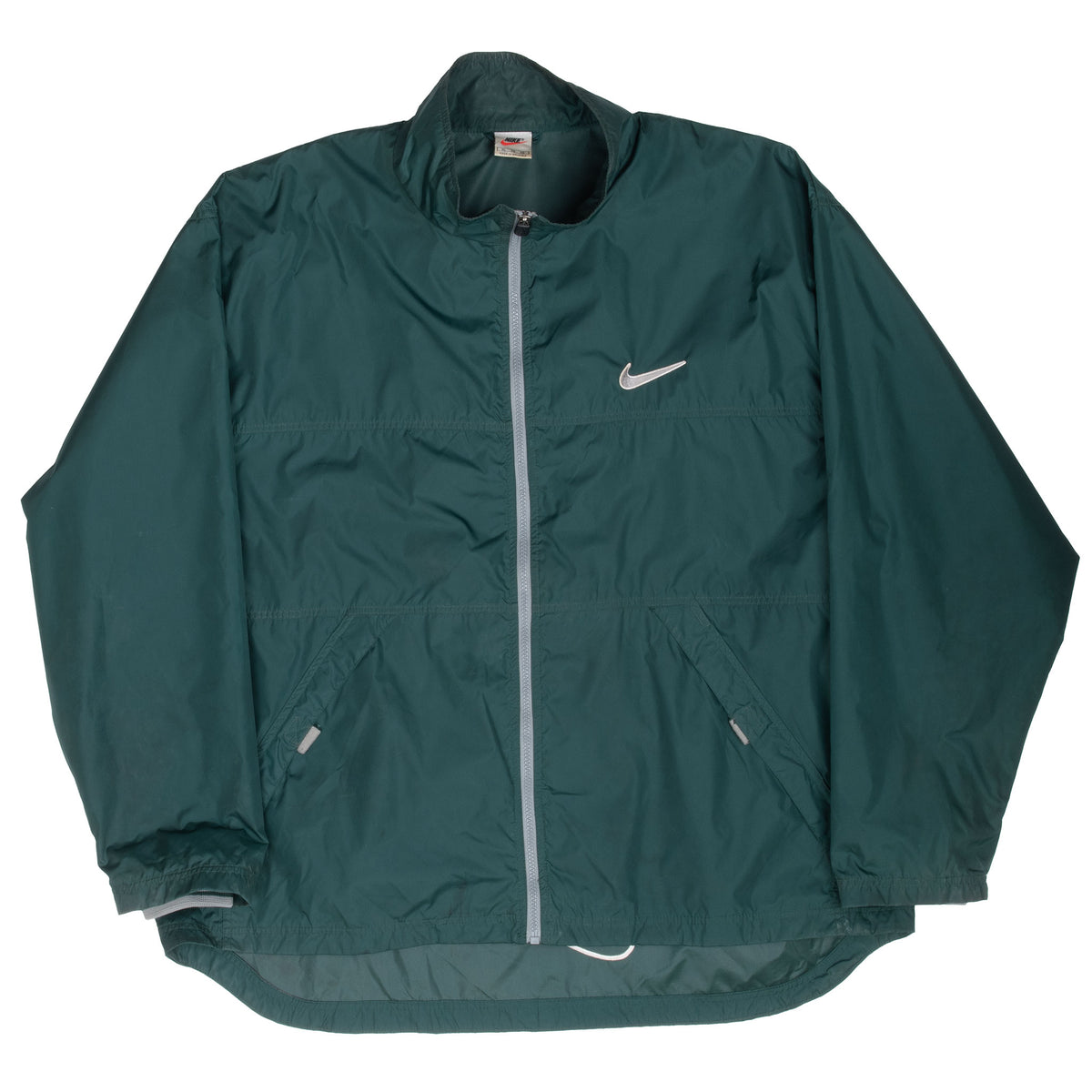 Vintage Nike Classic Swoosh Green Windbreaker Pullover Jacket 1990S Size XL