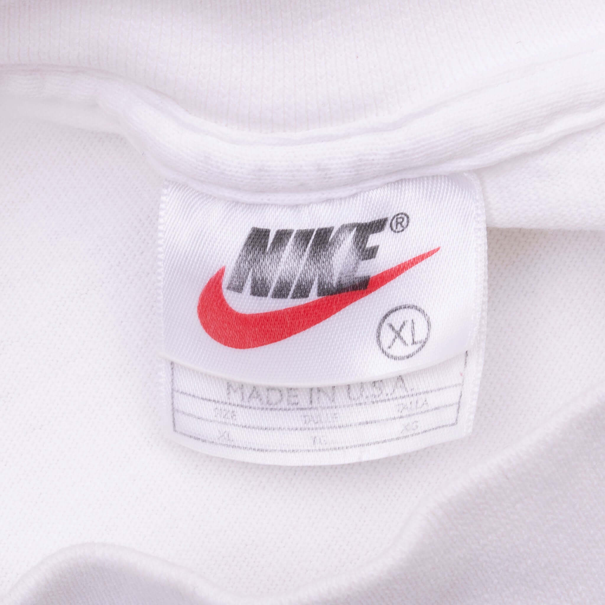 Vintage Nike Long Sleeve Turtle Neck White Tee Shirt 1990S Size XL Made In Usa