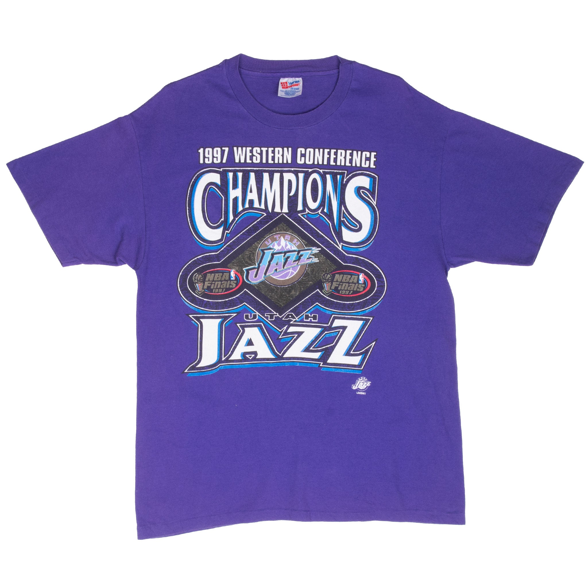 Vintage Nba Utah Jazz Western Champions 1997 Tee Shirt Size Large With Single Stitch Sleeves