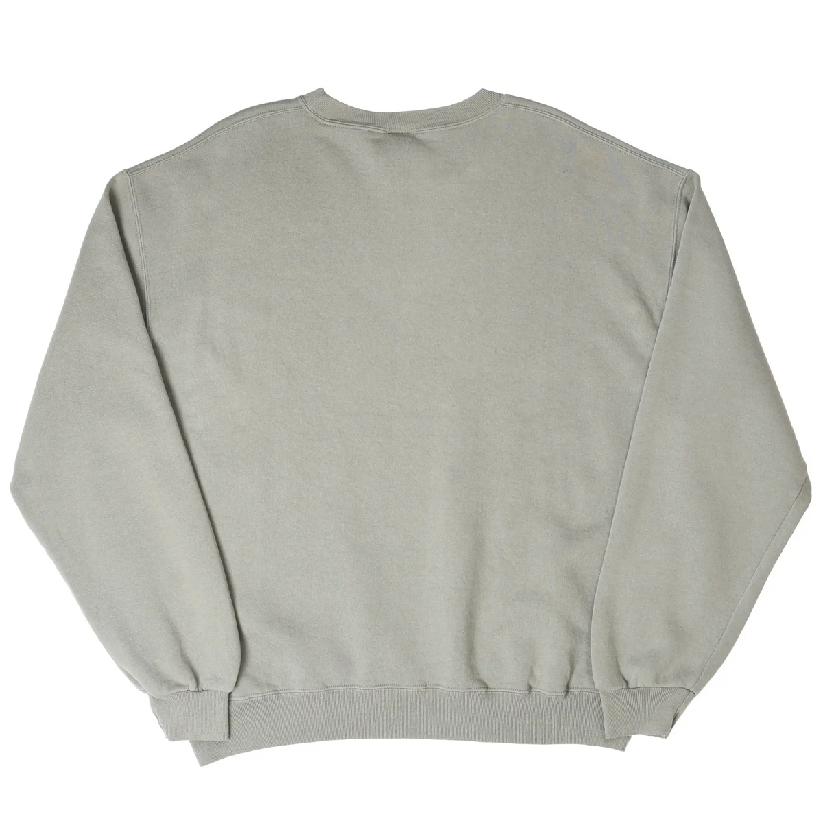 Back view of blank taupe Russell Athletic crewneck sweatshirt