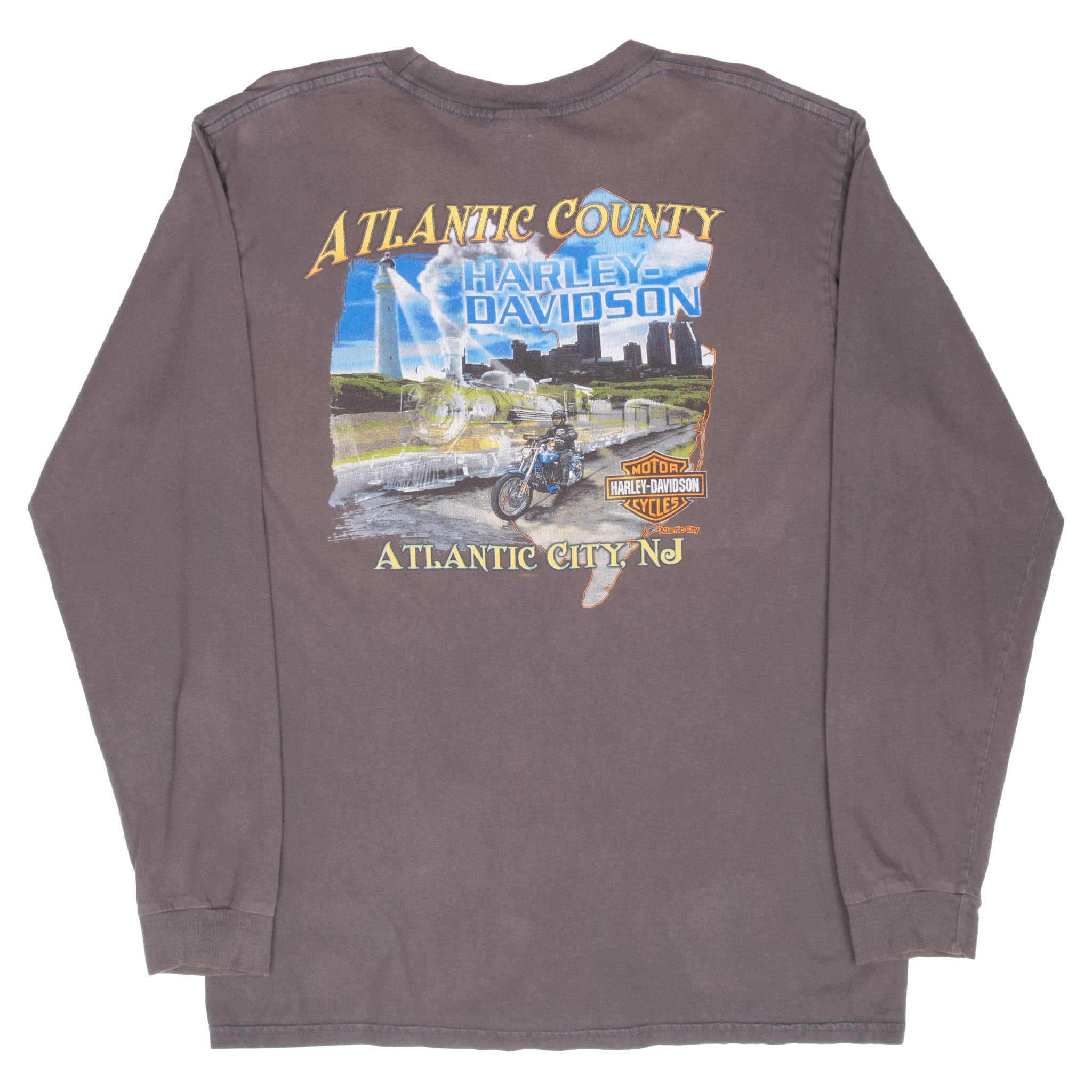 Vintage Harley Davidson Atlantic City New Jersey 2008 Long Sleeve Tee Shirt Size Large