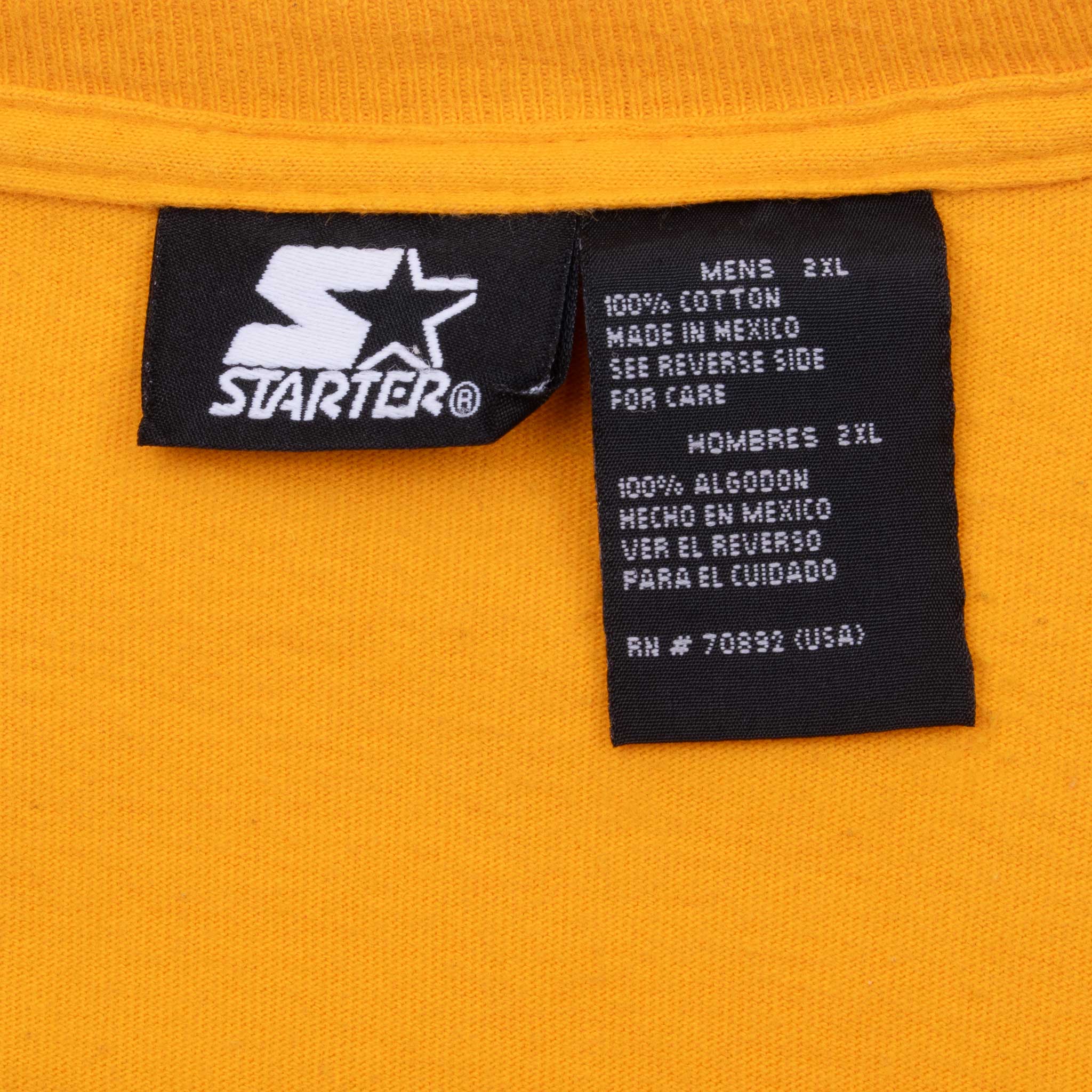 Vintage Starter Athletic Yellow Long Sleeve Tee Shirt 1990S Size XL