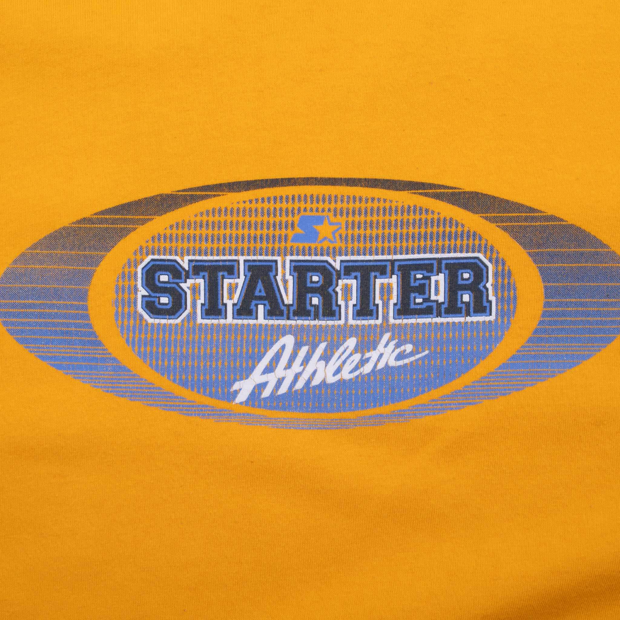 Vintage Starter Athletic Yellow Long Sleeve Tee Shirt 1990S Size XL