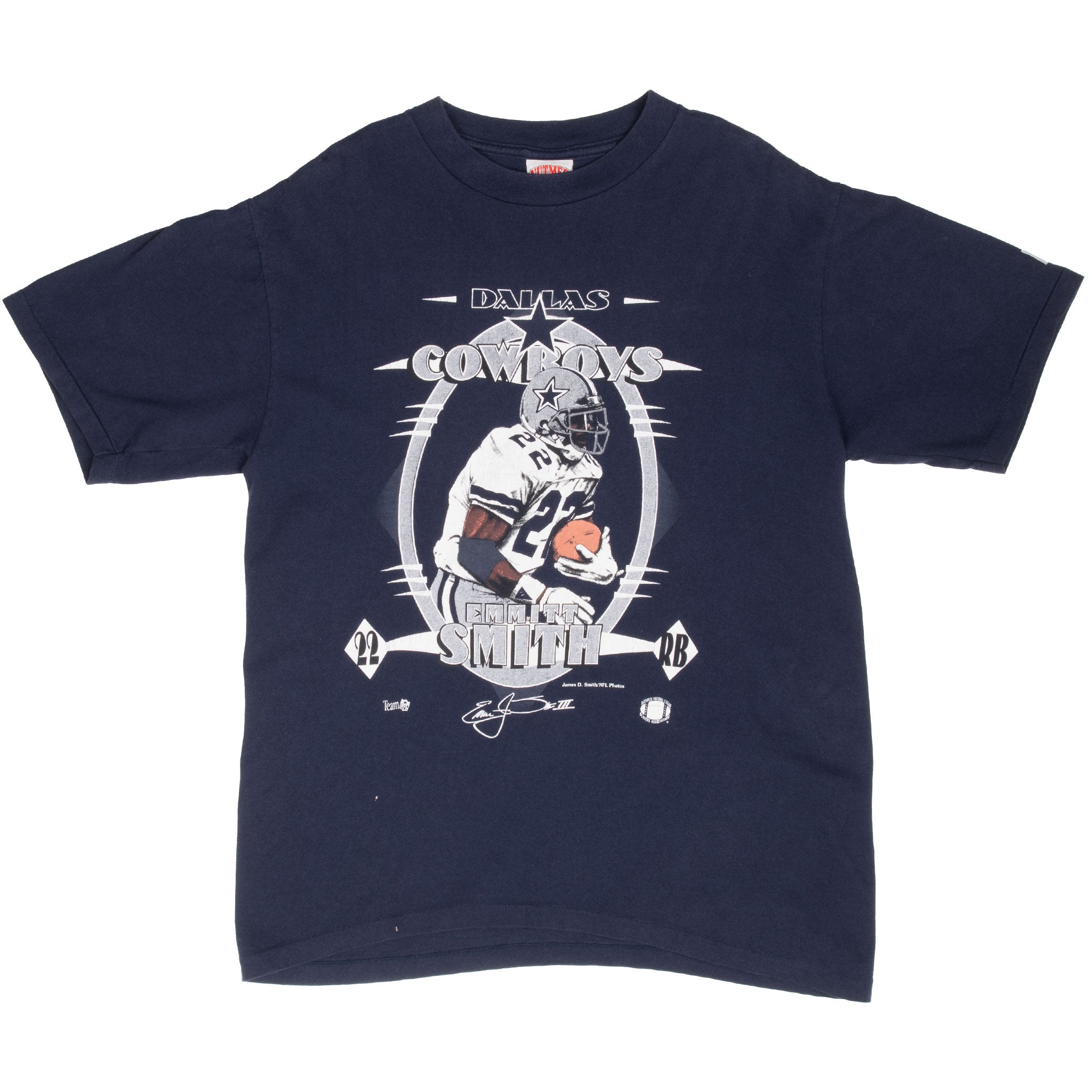 Vintage Nfl Dallas Cowboys Emmitt Smith 1990S Tee Shirt Size Large Made In Usa With Single Stitch Sleeves